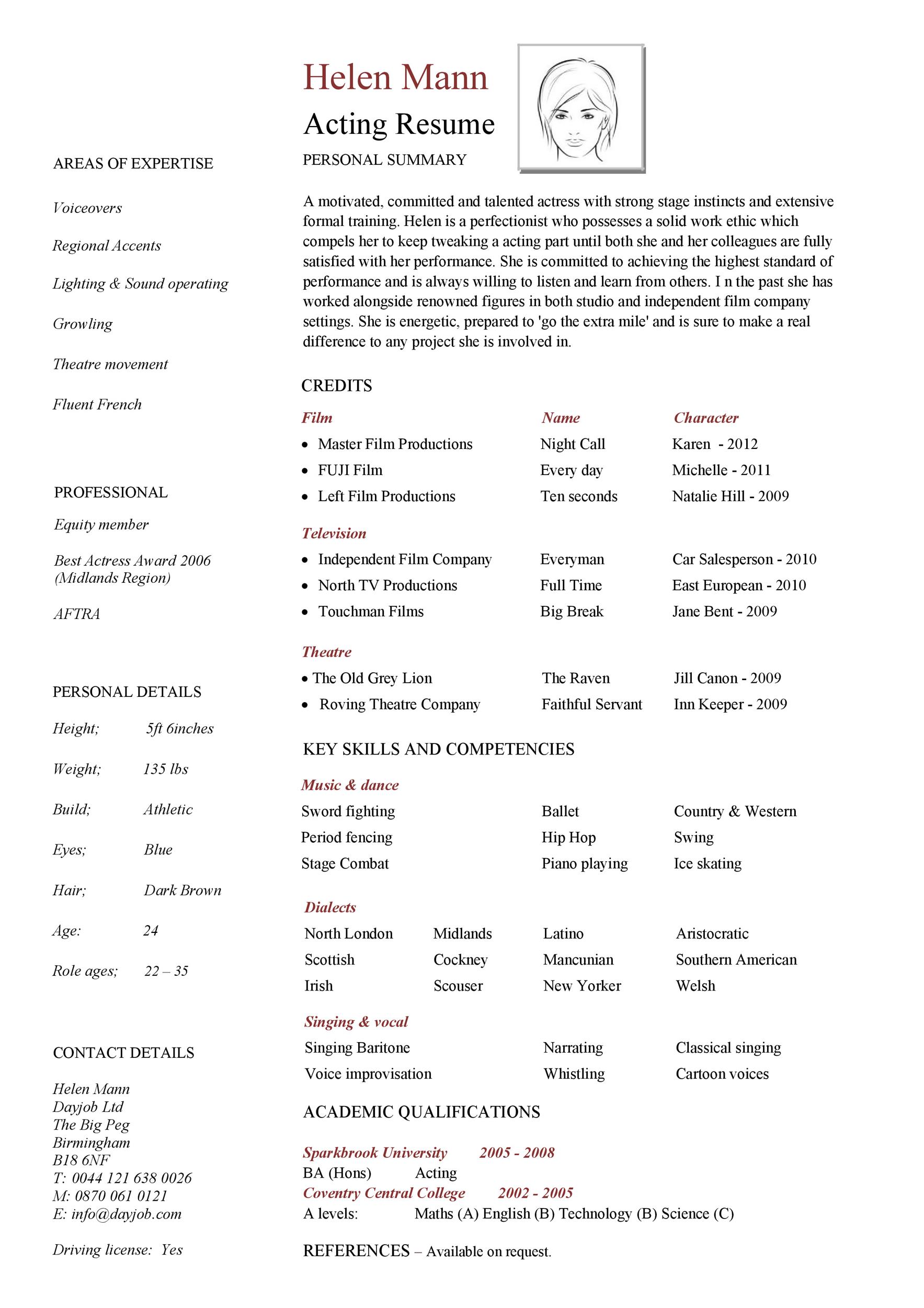 Acting Resume Template