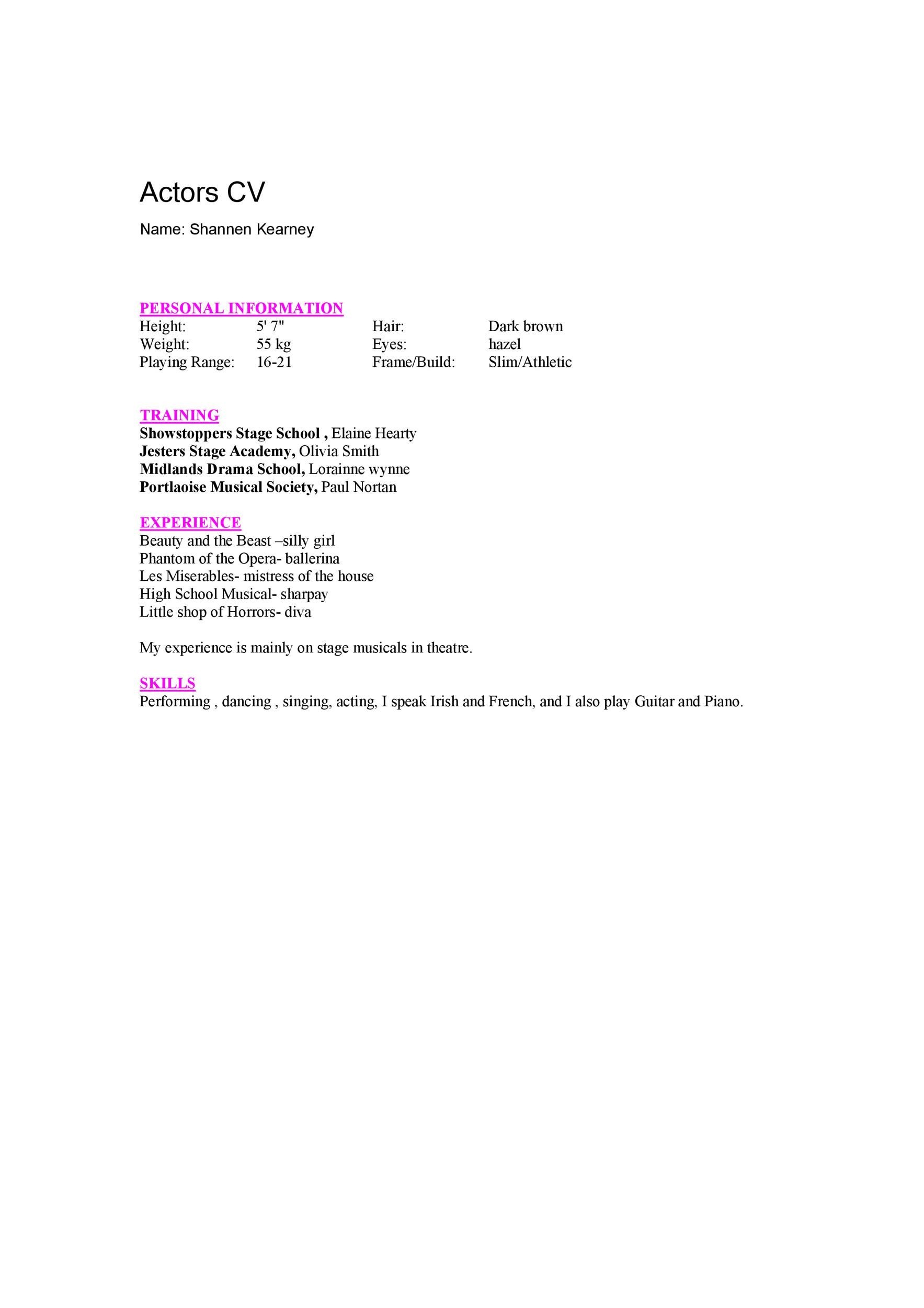 Actors CV
