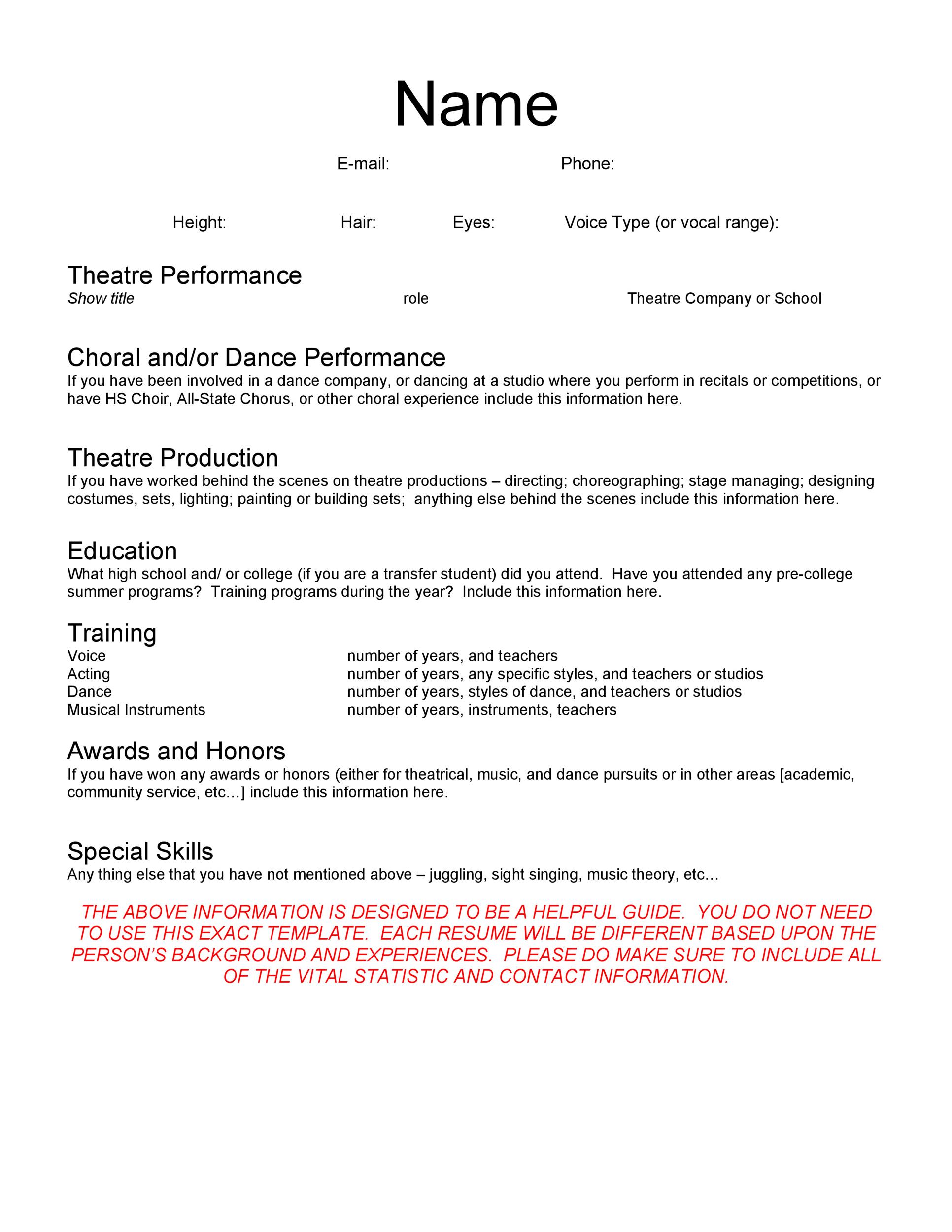 Actors CV Template