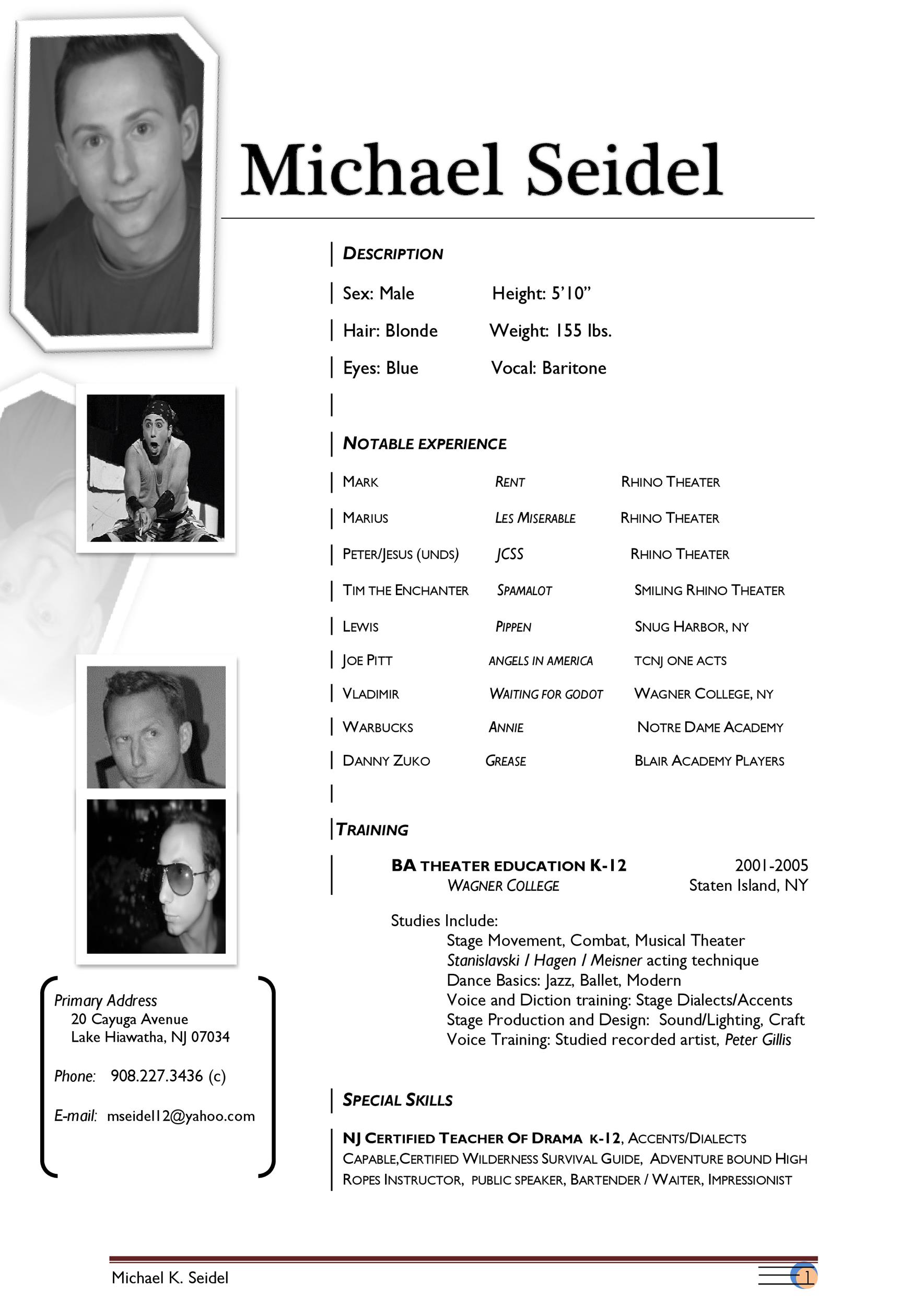 Actor Resume With Photo