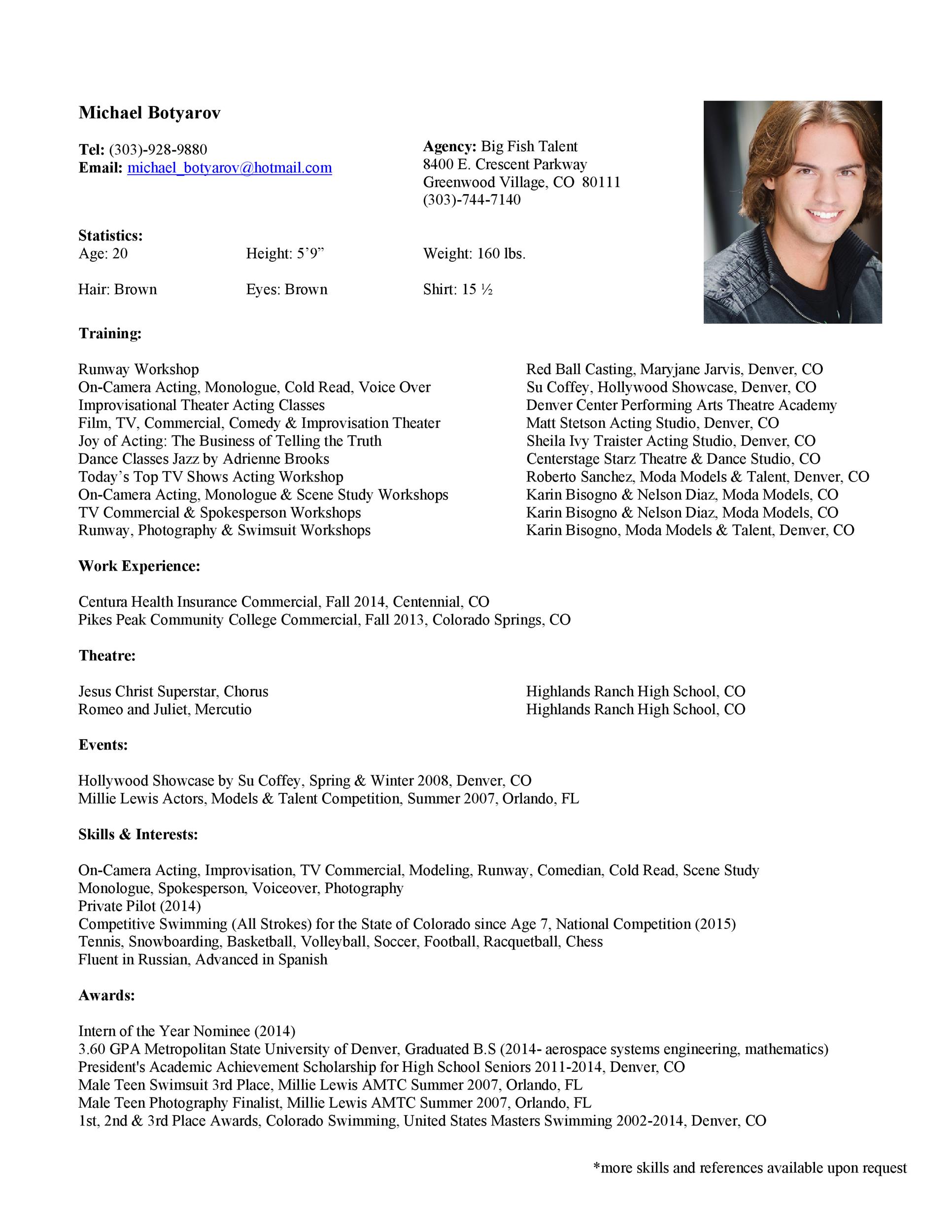 One-page Actor Resume Template
