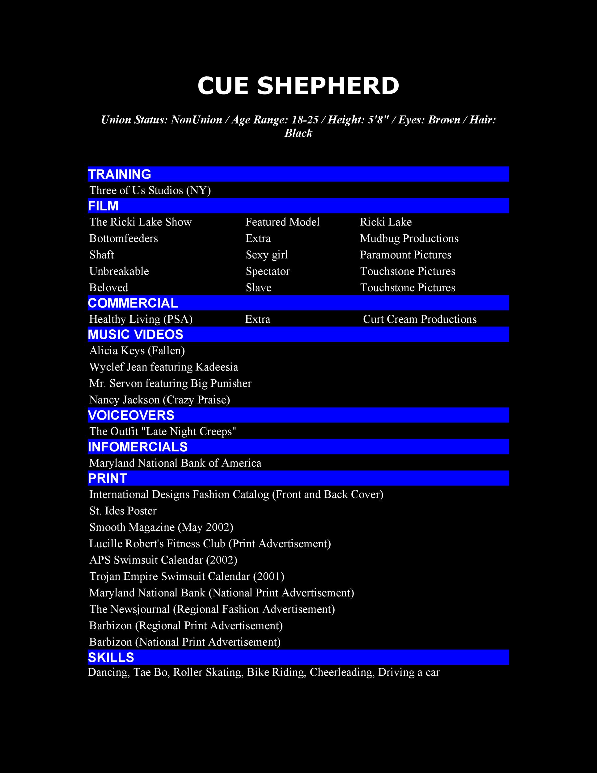 Black Acting Resume Template