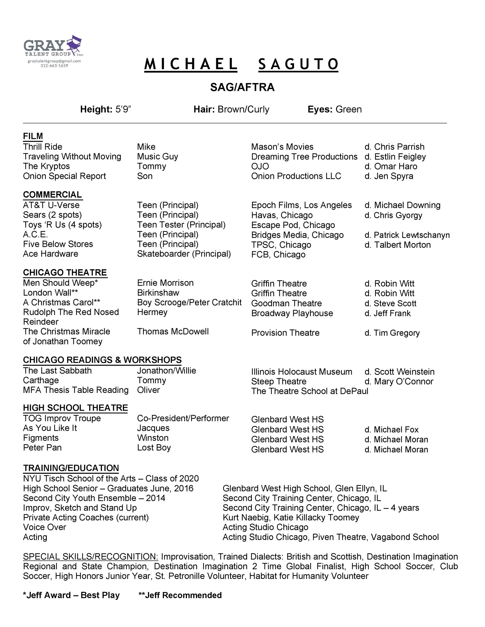 Gray Acting Resume Template