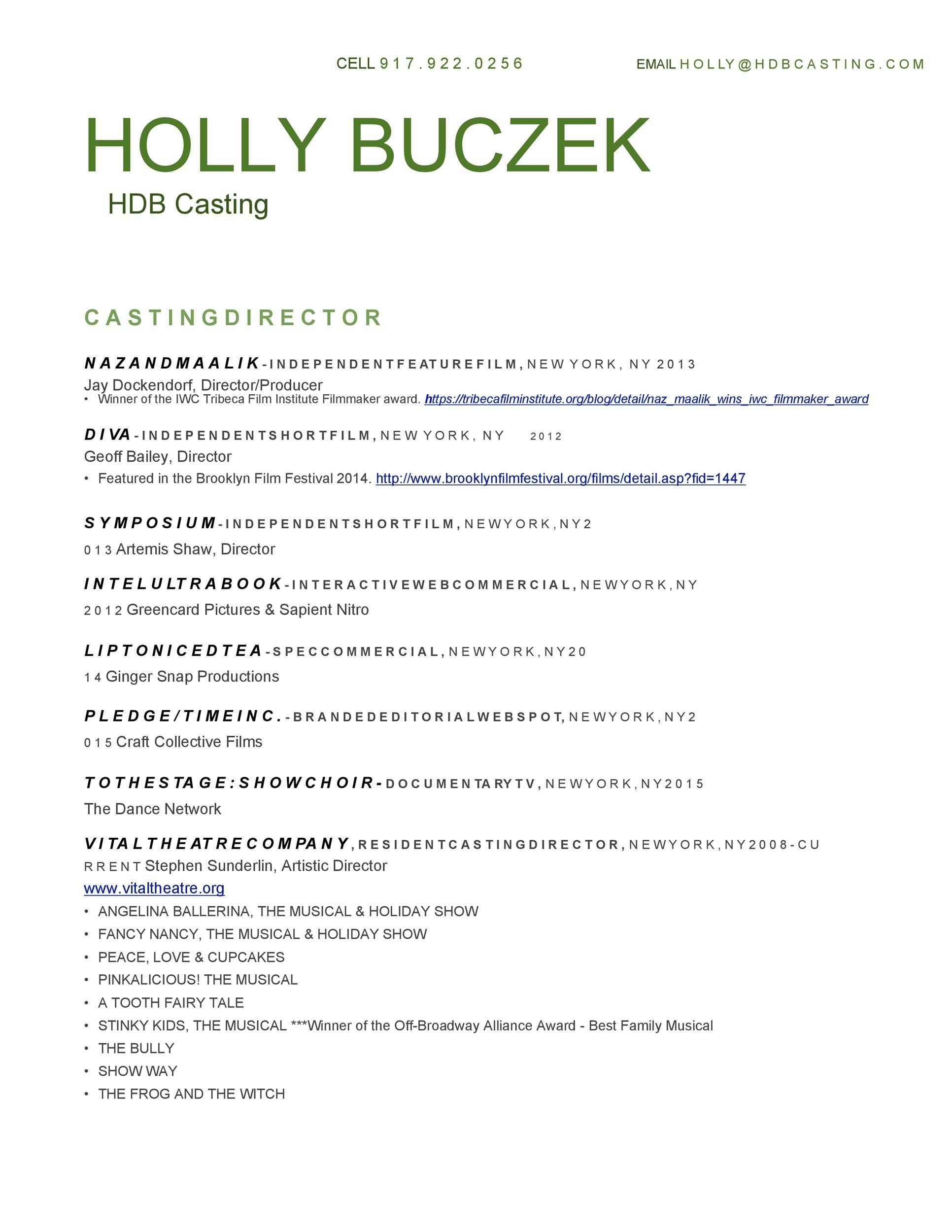 Green Acting Resume Template