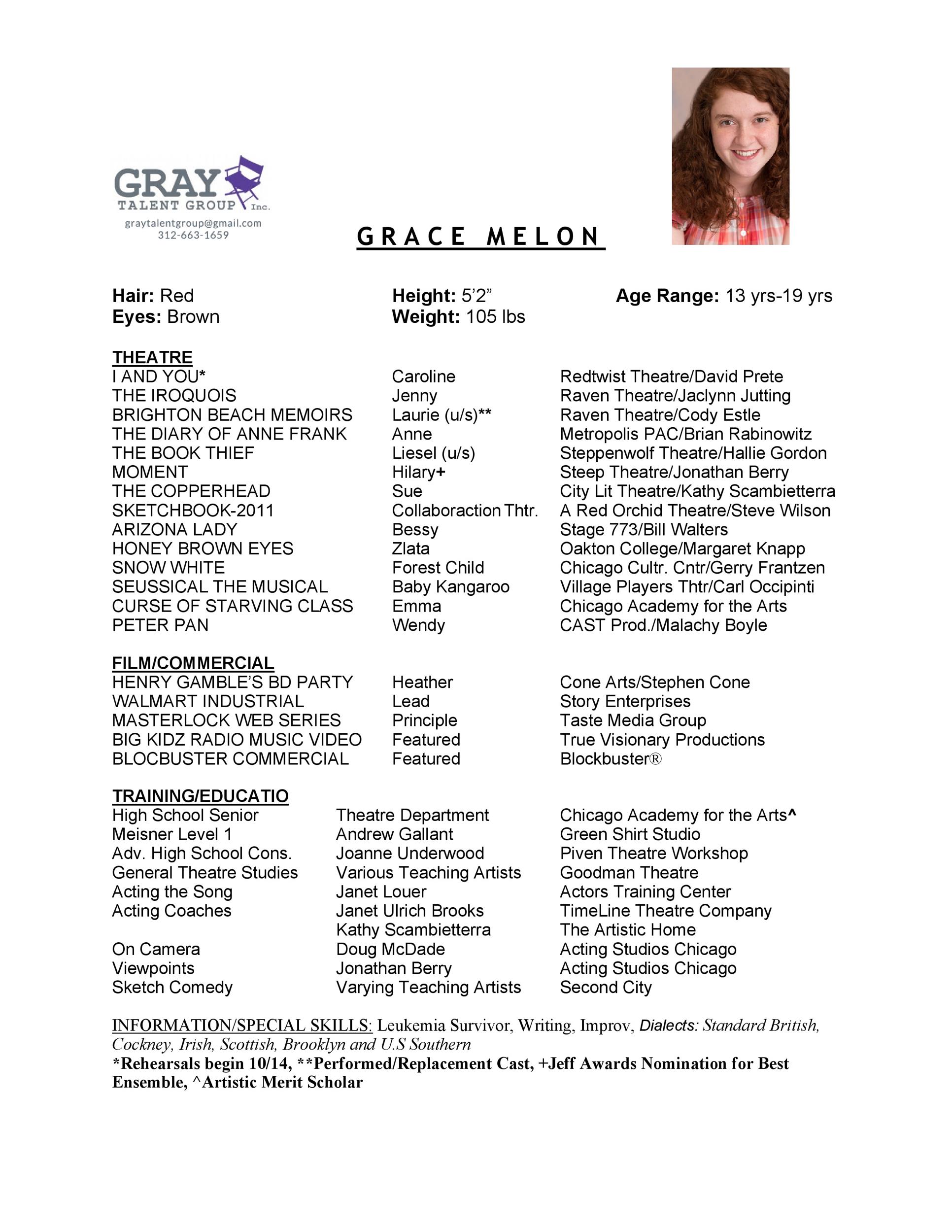 Gray Acting Resume Template 