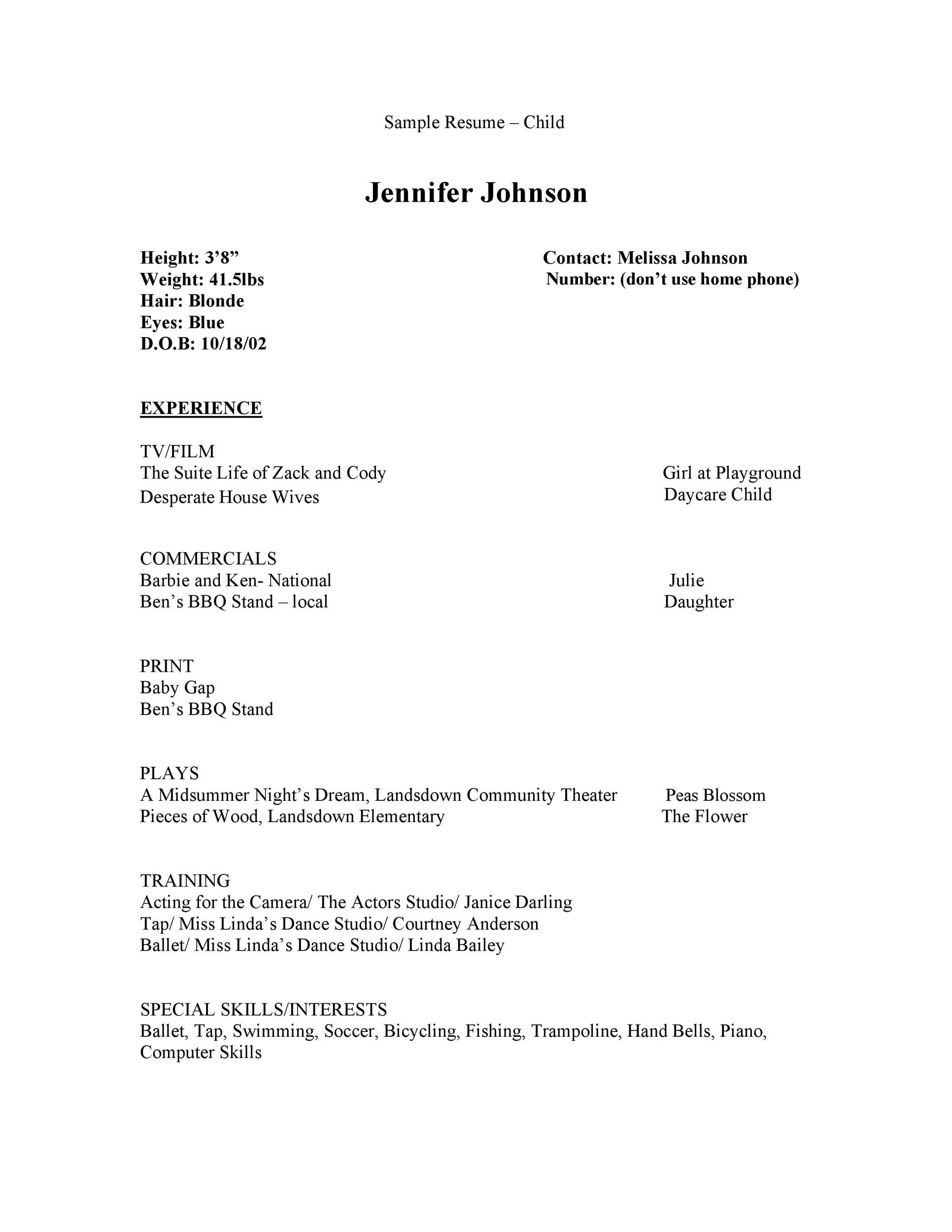 Outstanding Acting Resume Template