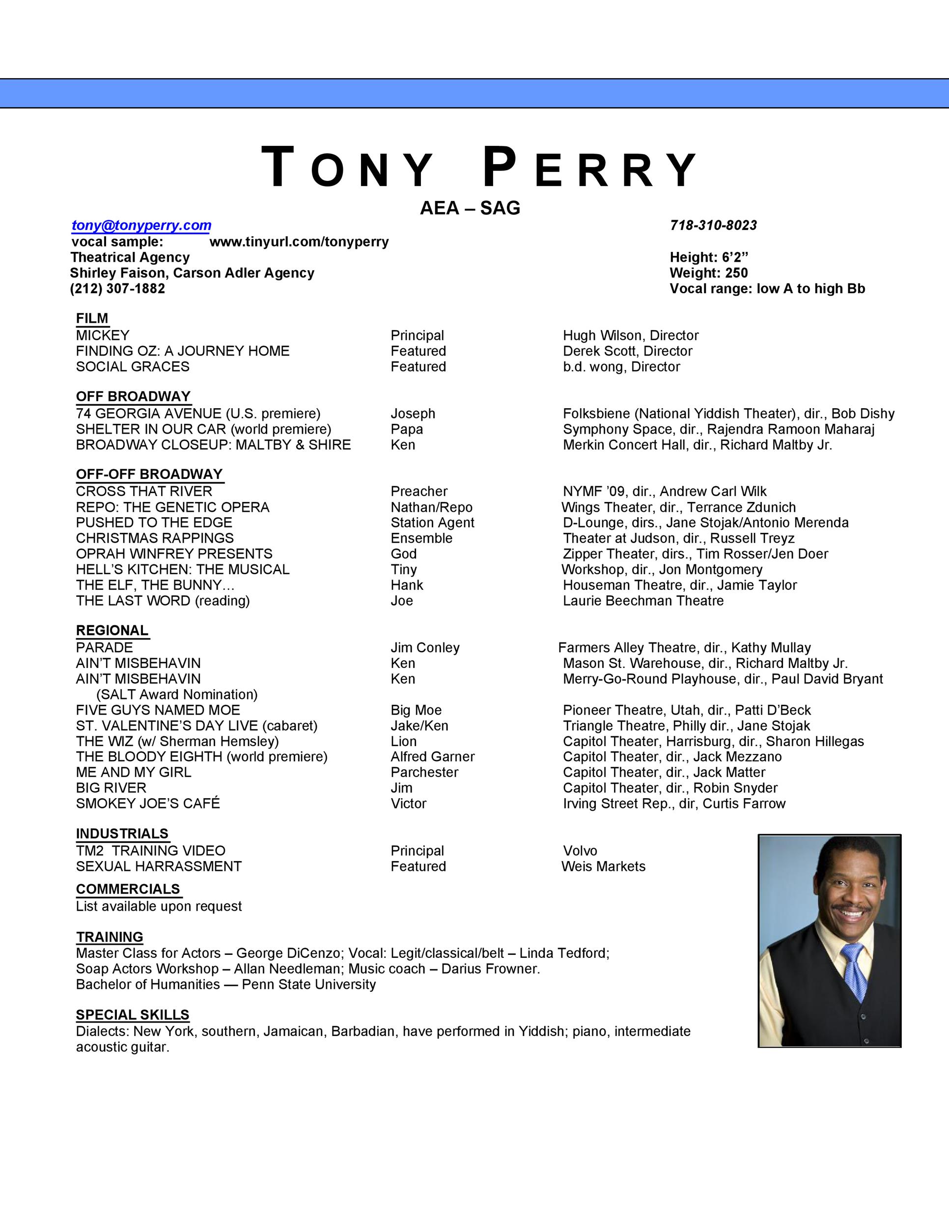 Blue Line Acting Resume Template