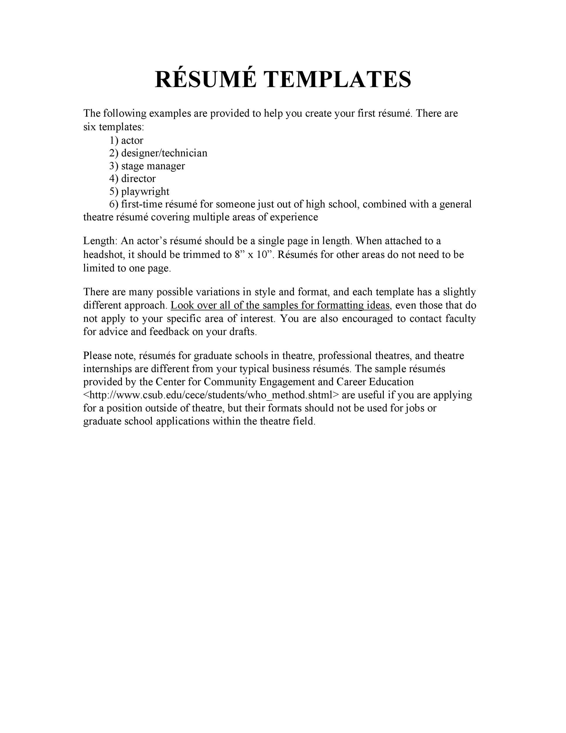 Resume Template Examples