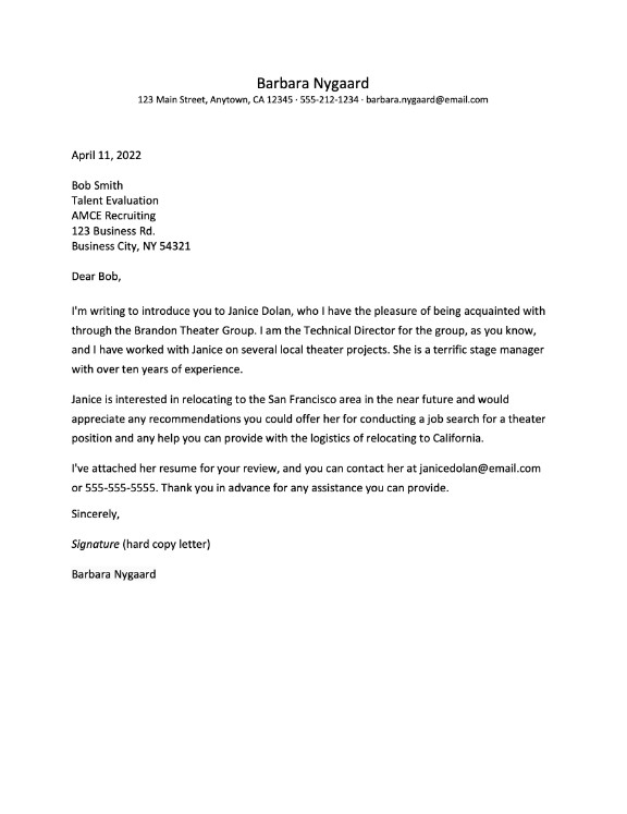 Balance Letter of Intruduction