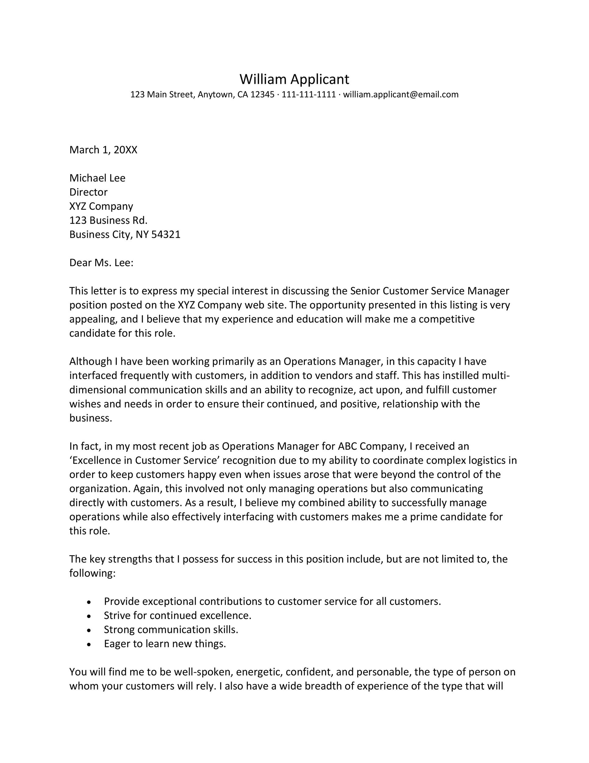 Career Change Cover Letter Example