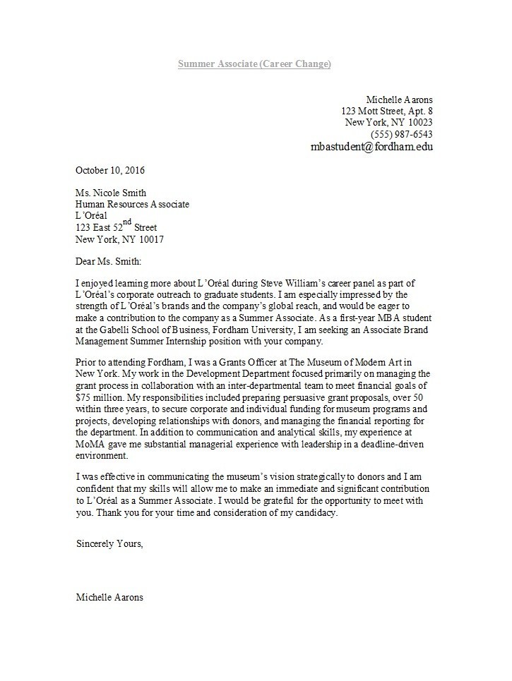 Career Change Letter Template