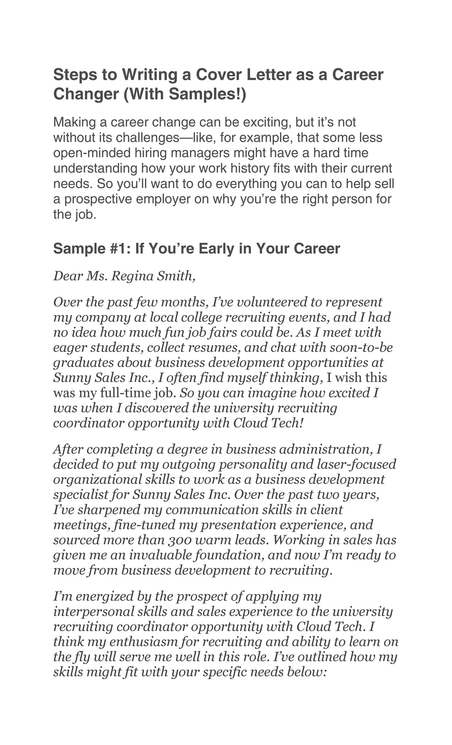 Career Change Cover Letter Writing Steps
