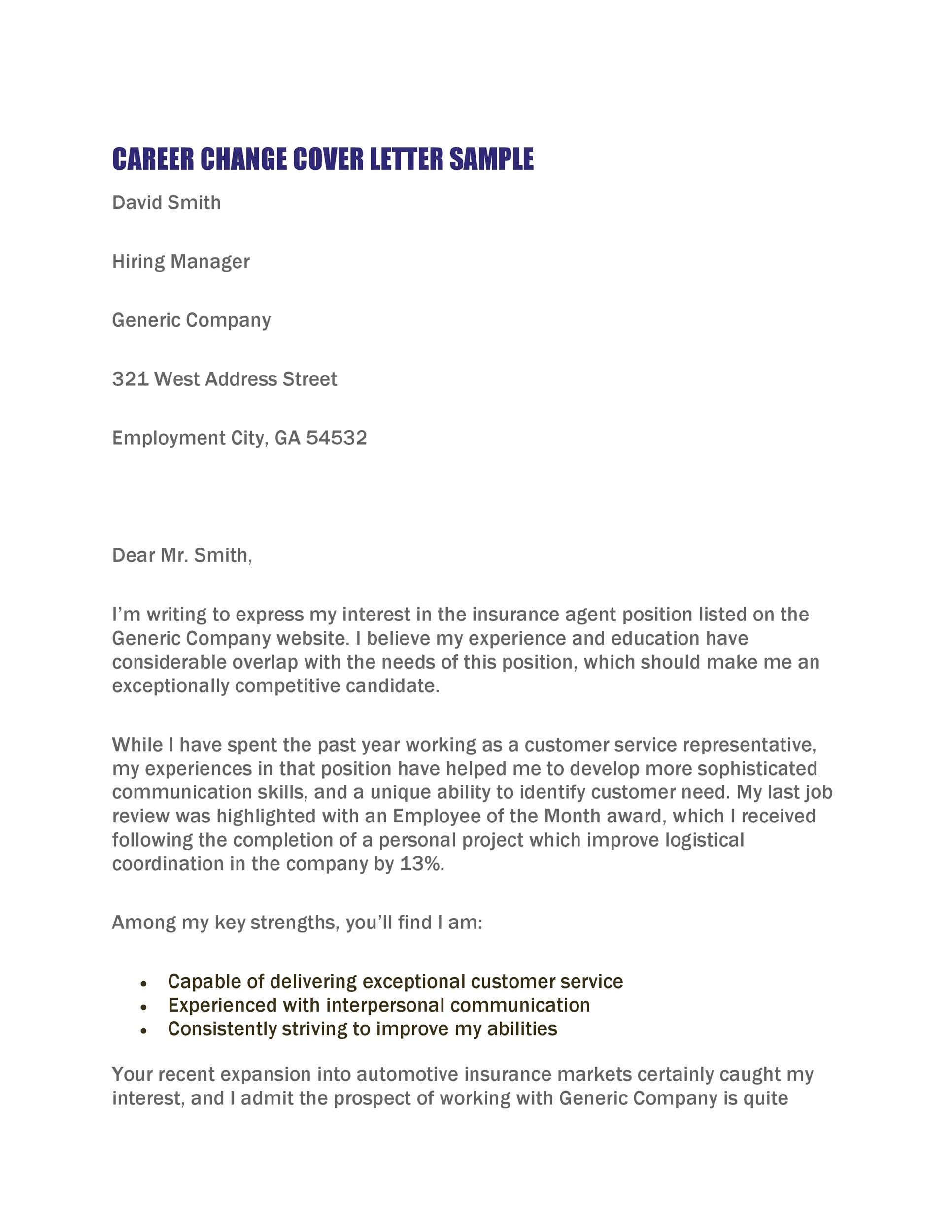 Bold Career Change Cover Letter