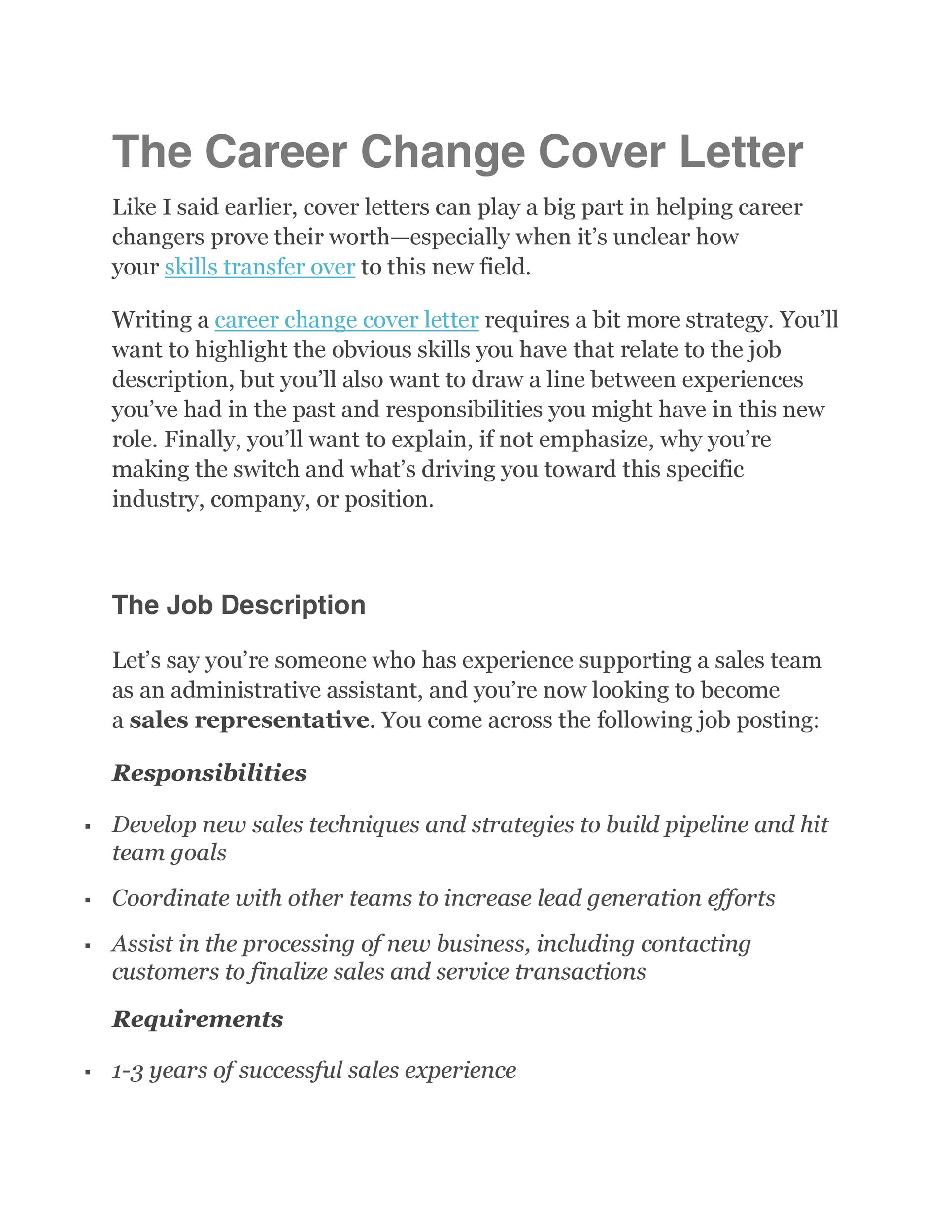 The Career Change Cover Letter