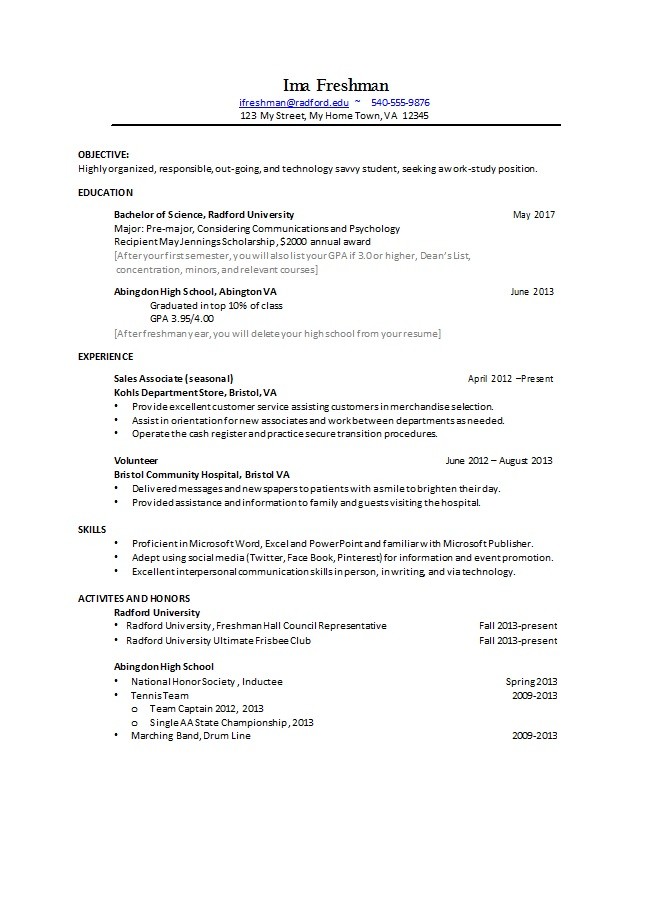 College Resume Template