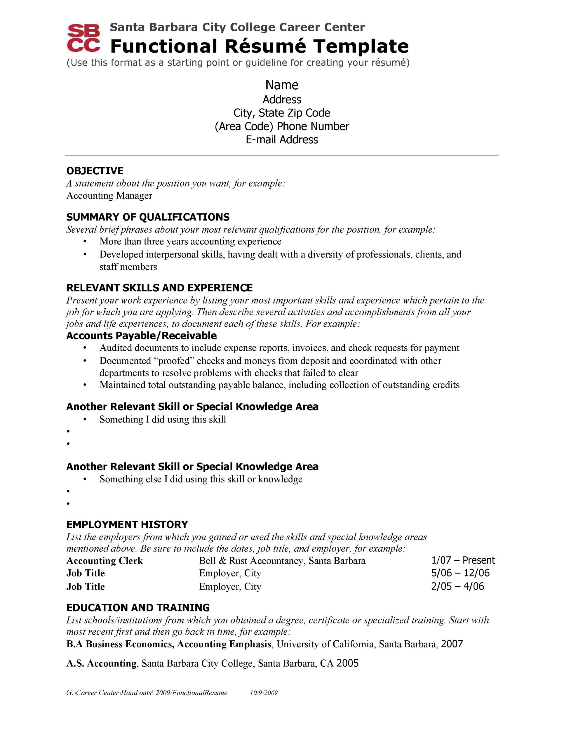 Functional Resume Template