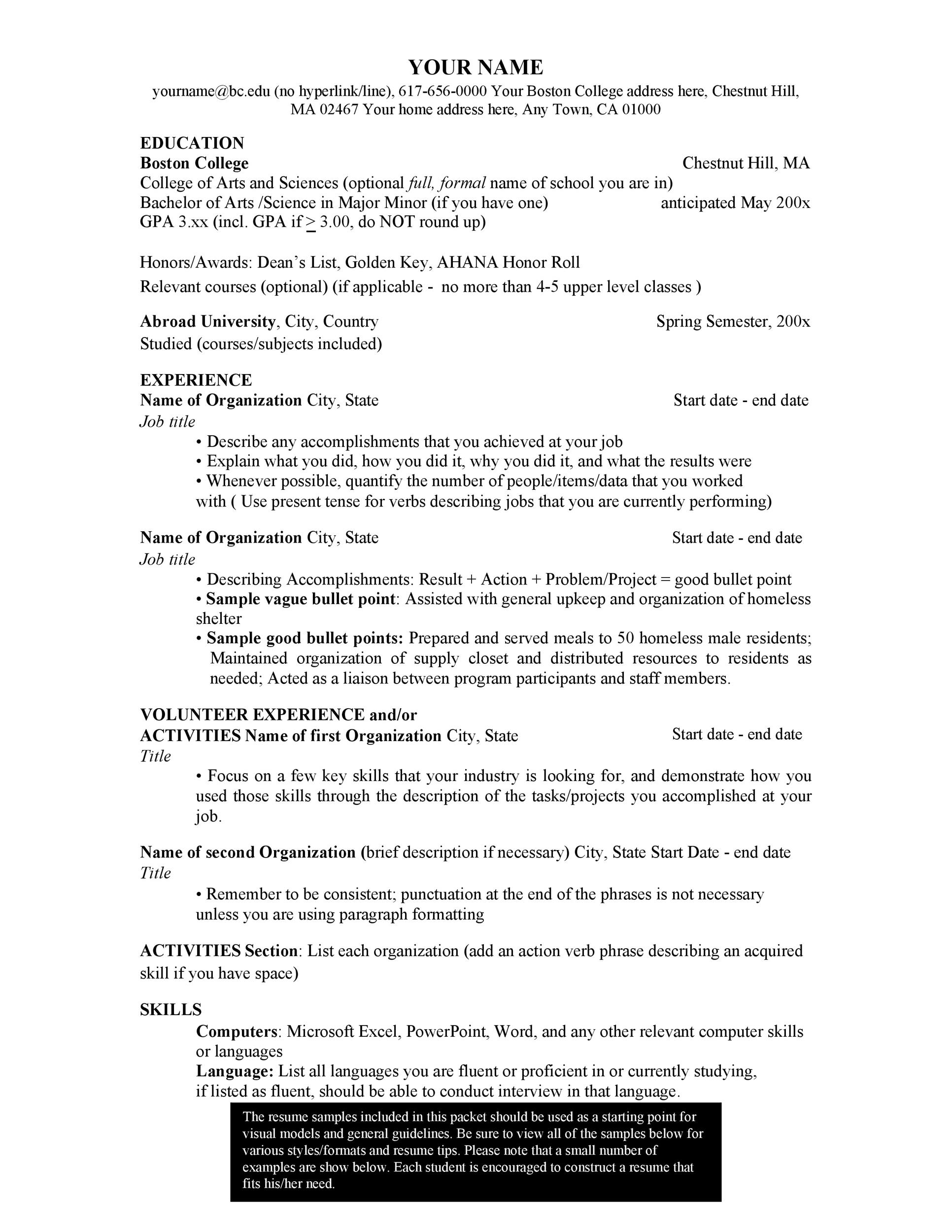Sample College Resume