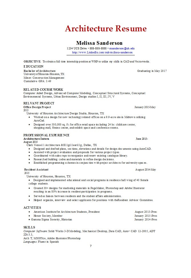 Architecture Resume