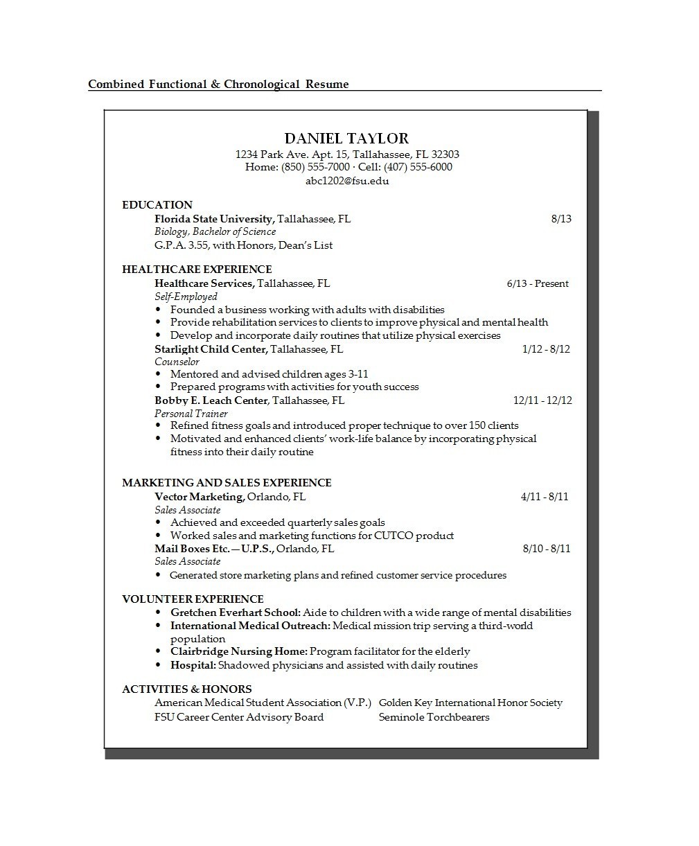 Combined Functional & Chronological Resume