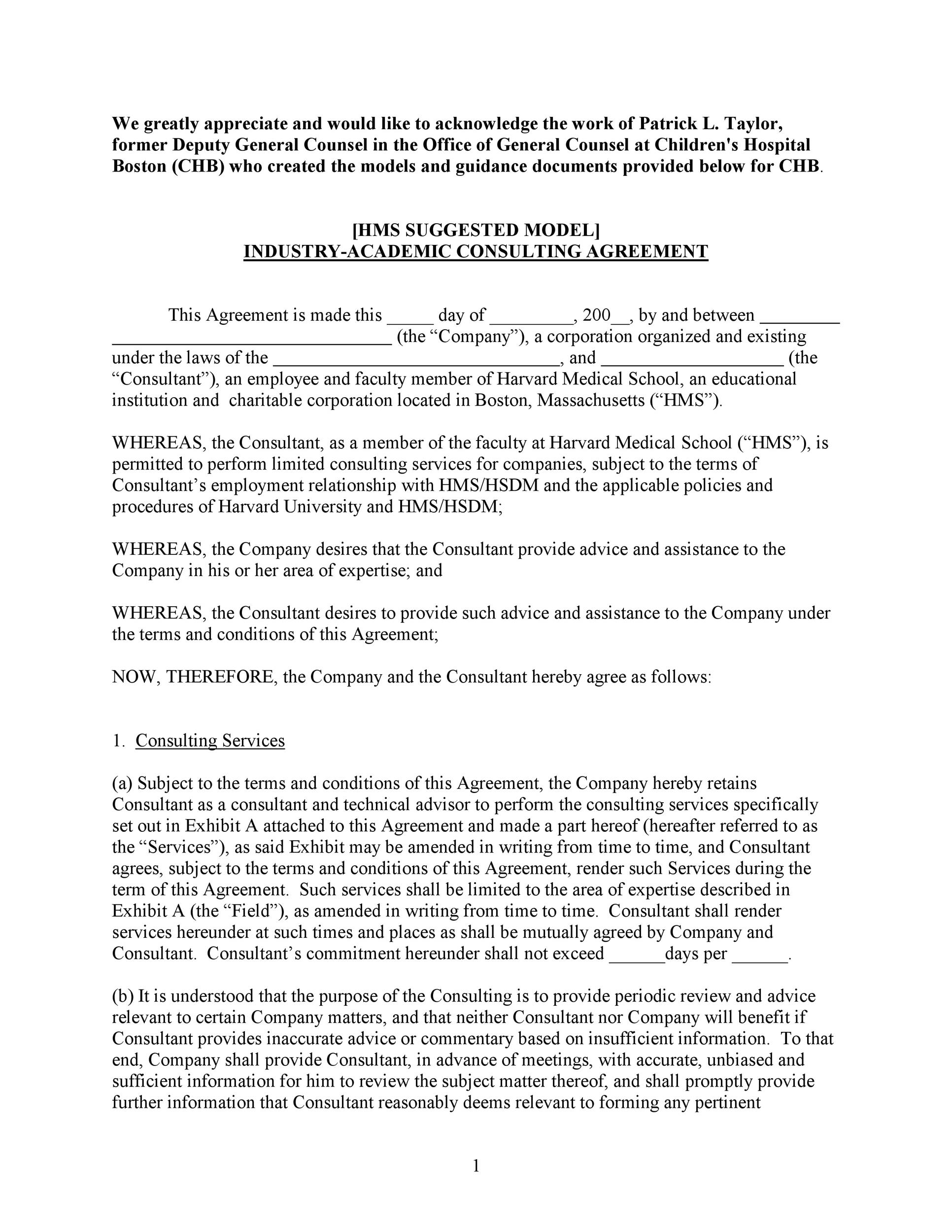 Industry-Academic Consulting Agreement