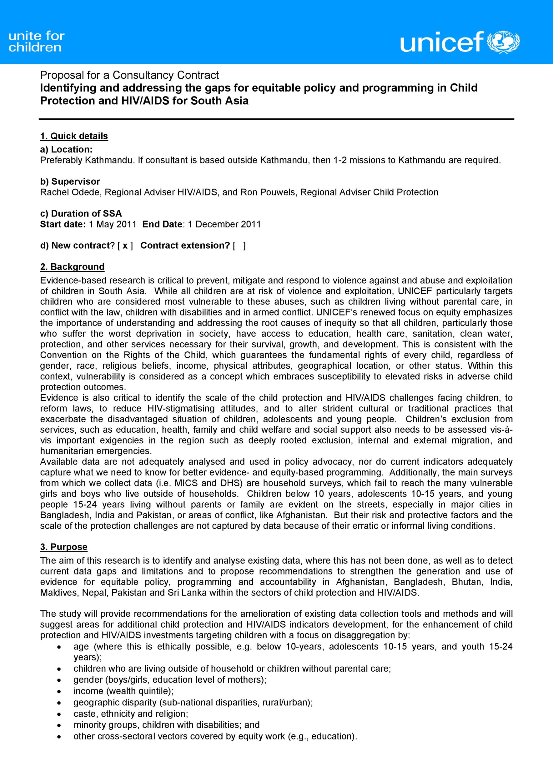 Proposal for a Consultancy Contract