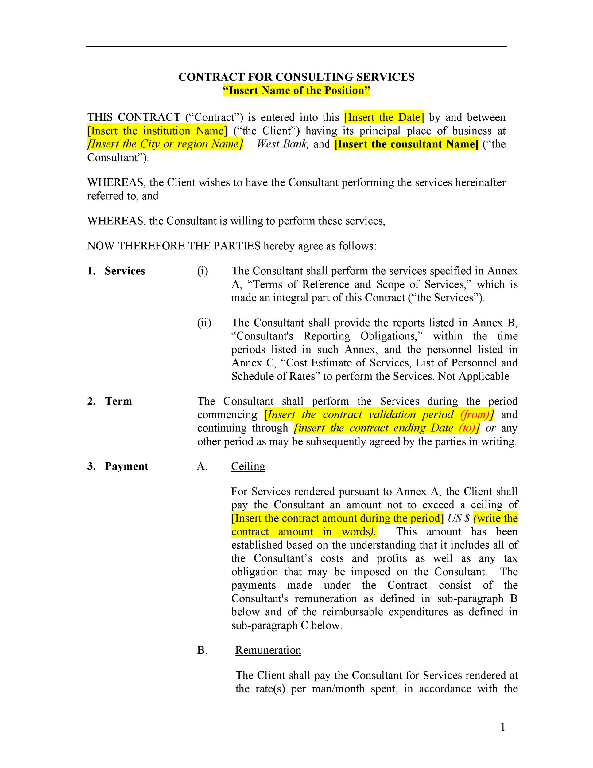 Contract for Consulting Services