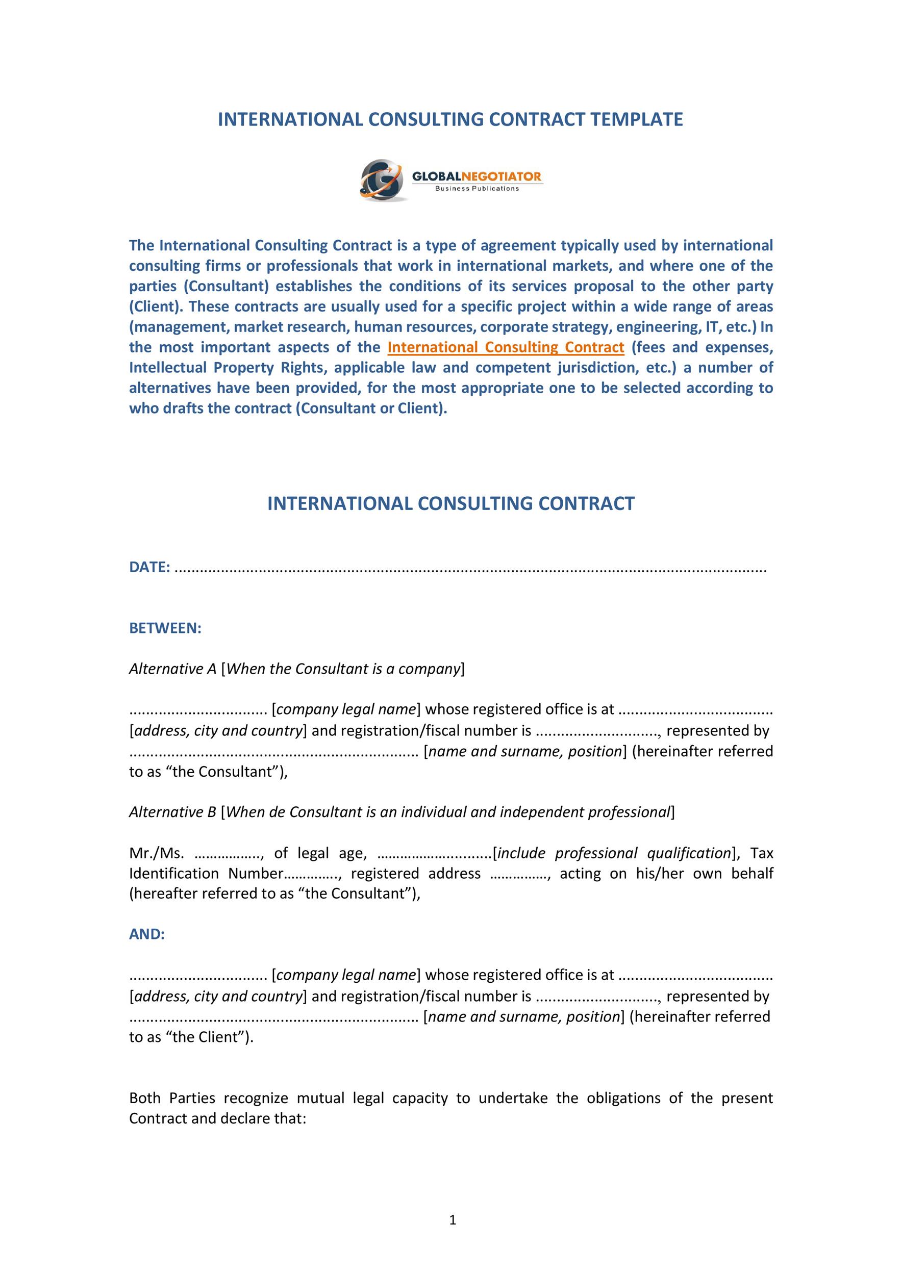 International Consulting Contract Template
