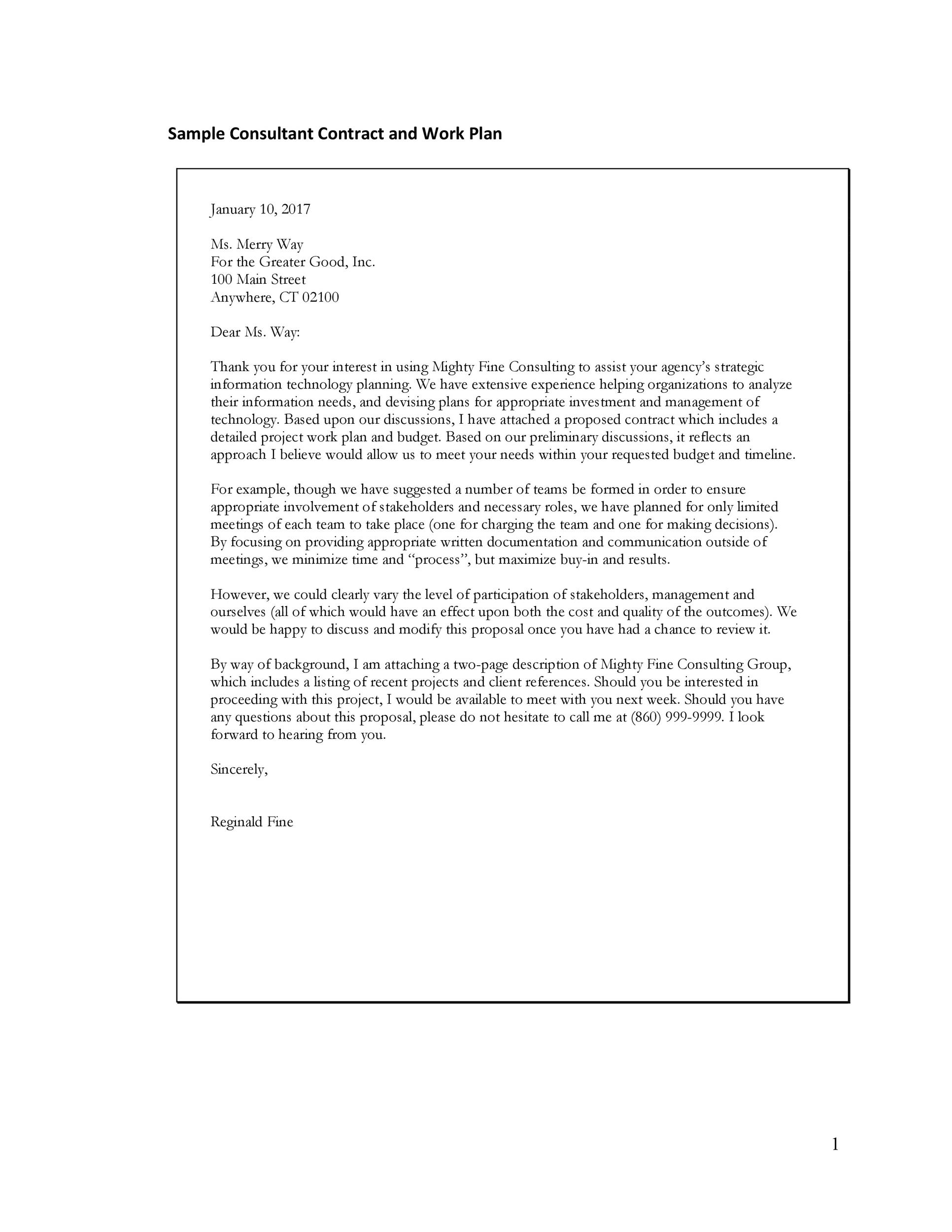 Sample Consultant Contract and Work Plan