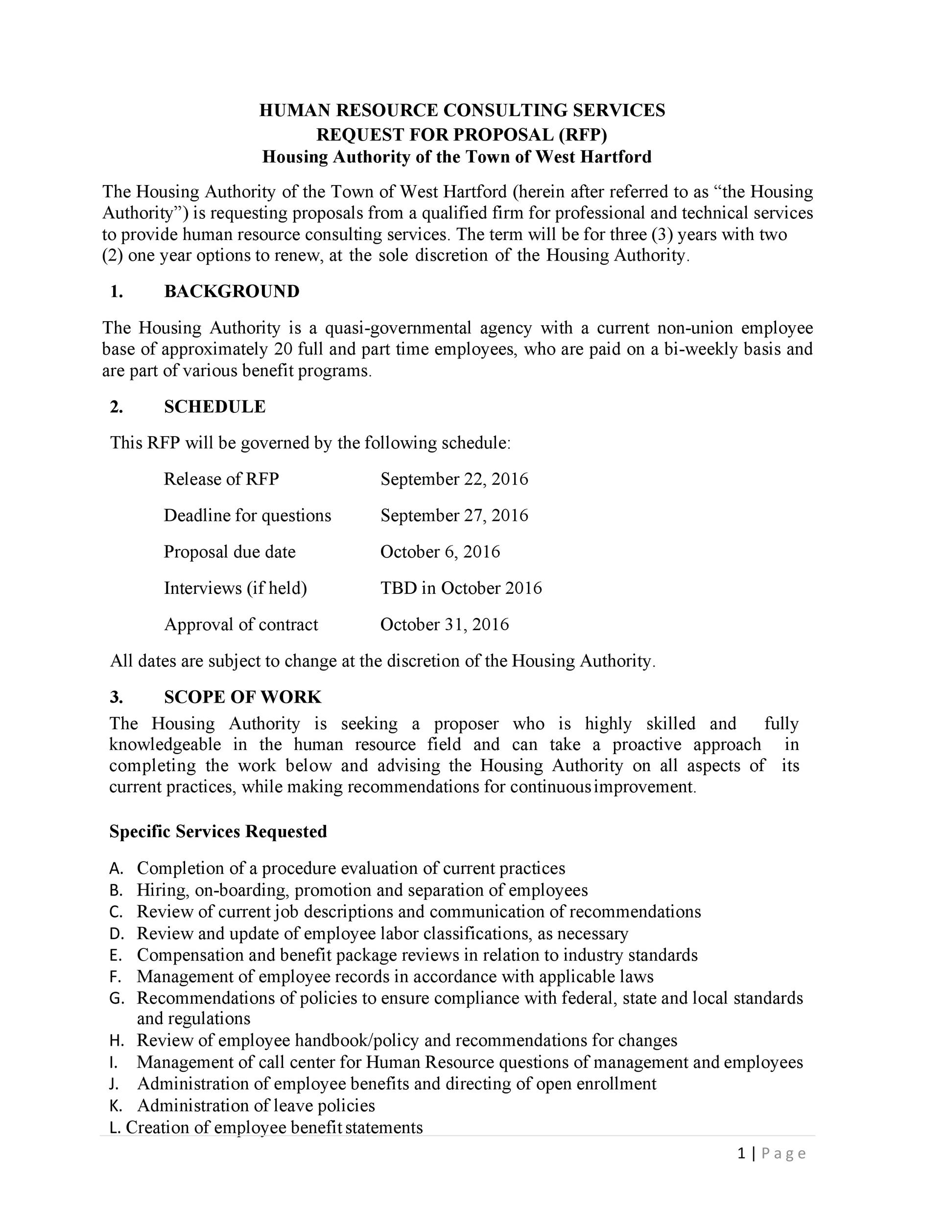 HR Consulting Services Request Proposal