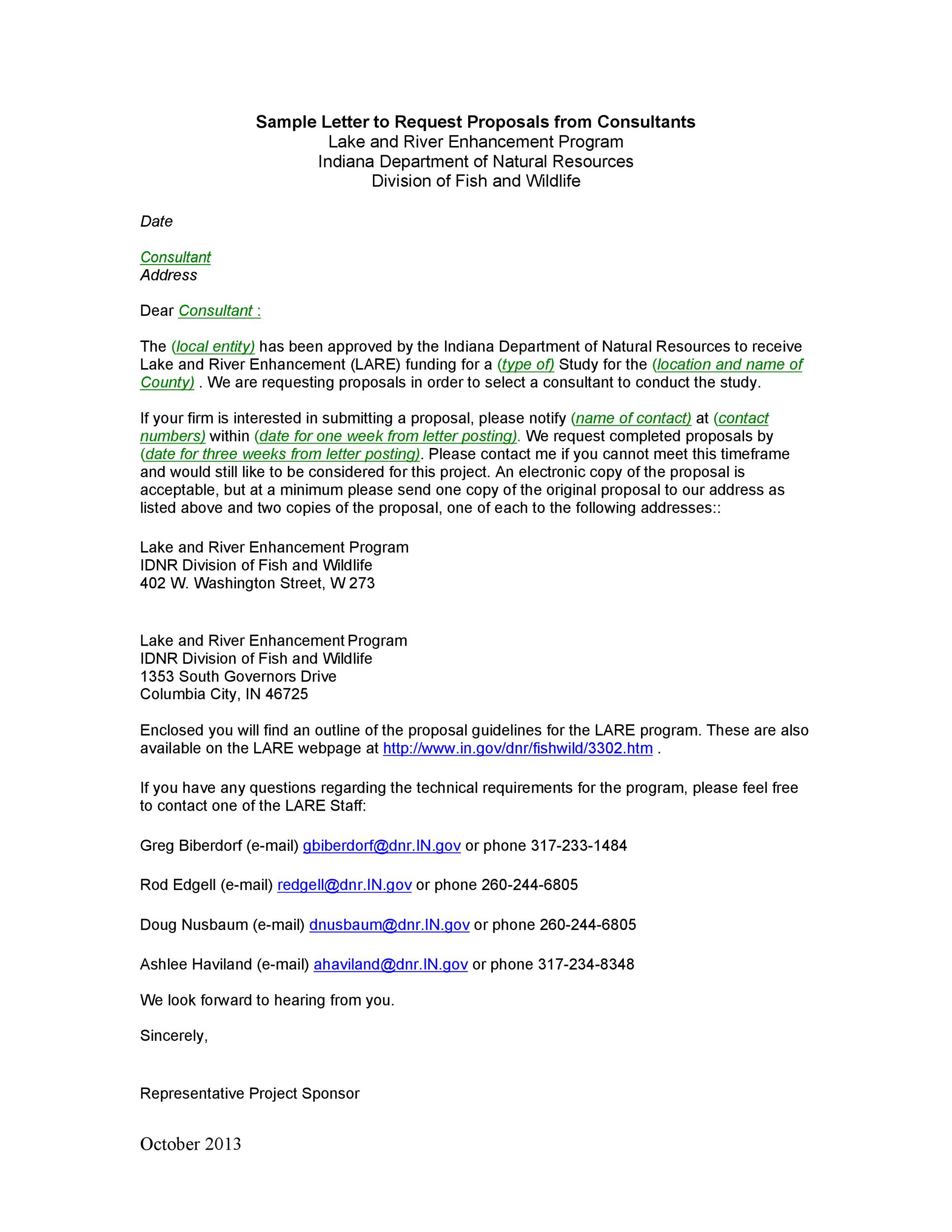 Sample Letter to Request Proposal
