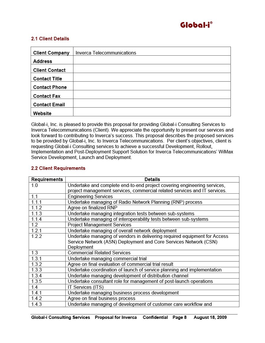 Company Consulting Proposal Template