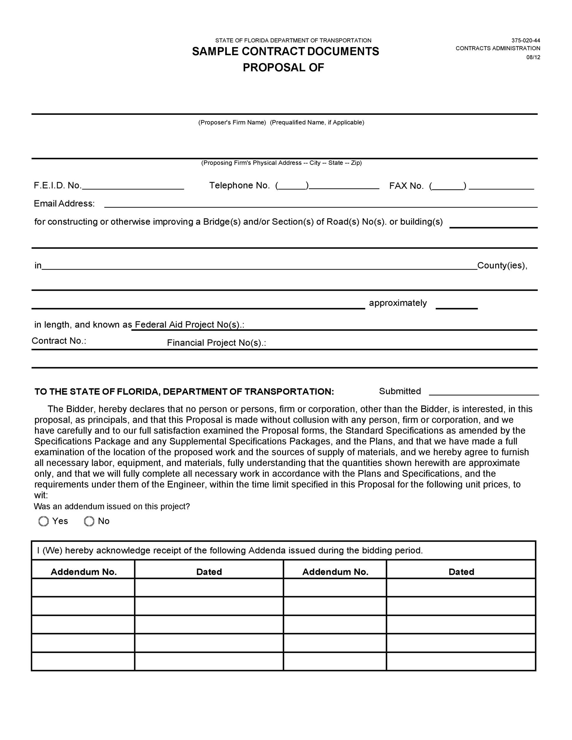 Sample Contract Ducuments Proposal