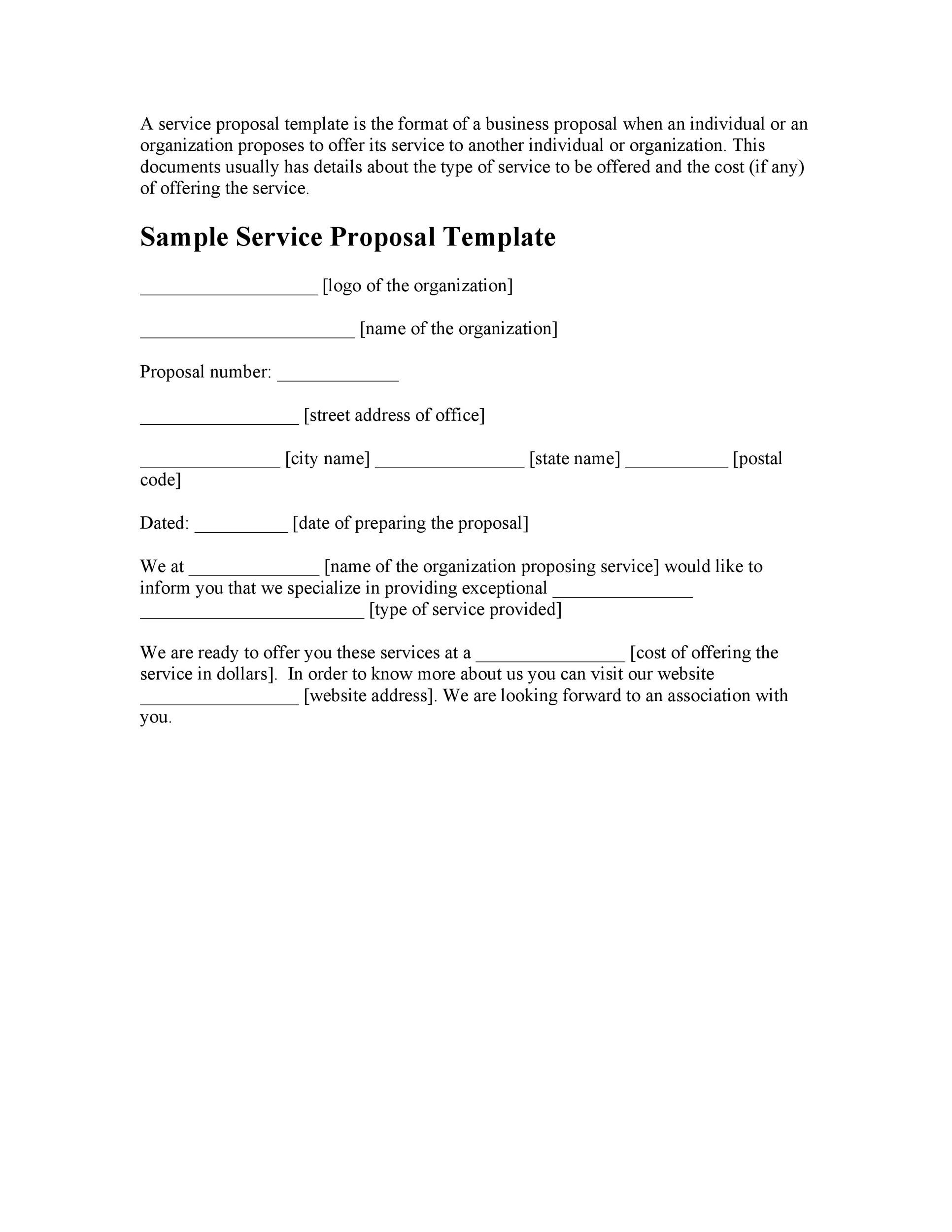 Sample Service Proposal Template