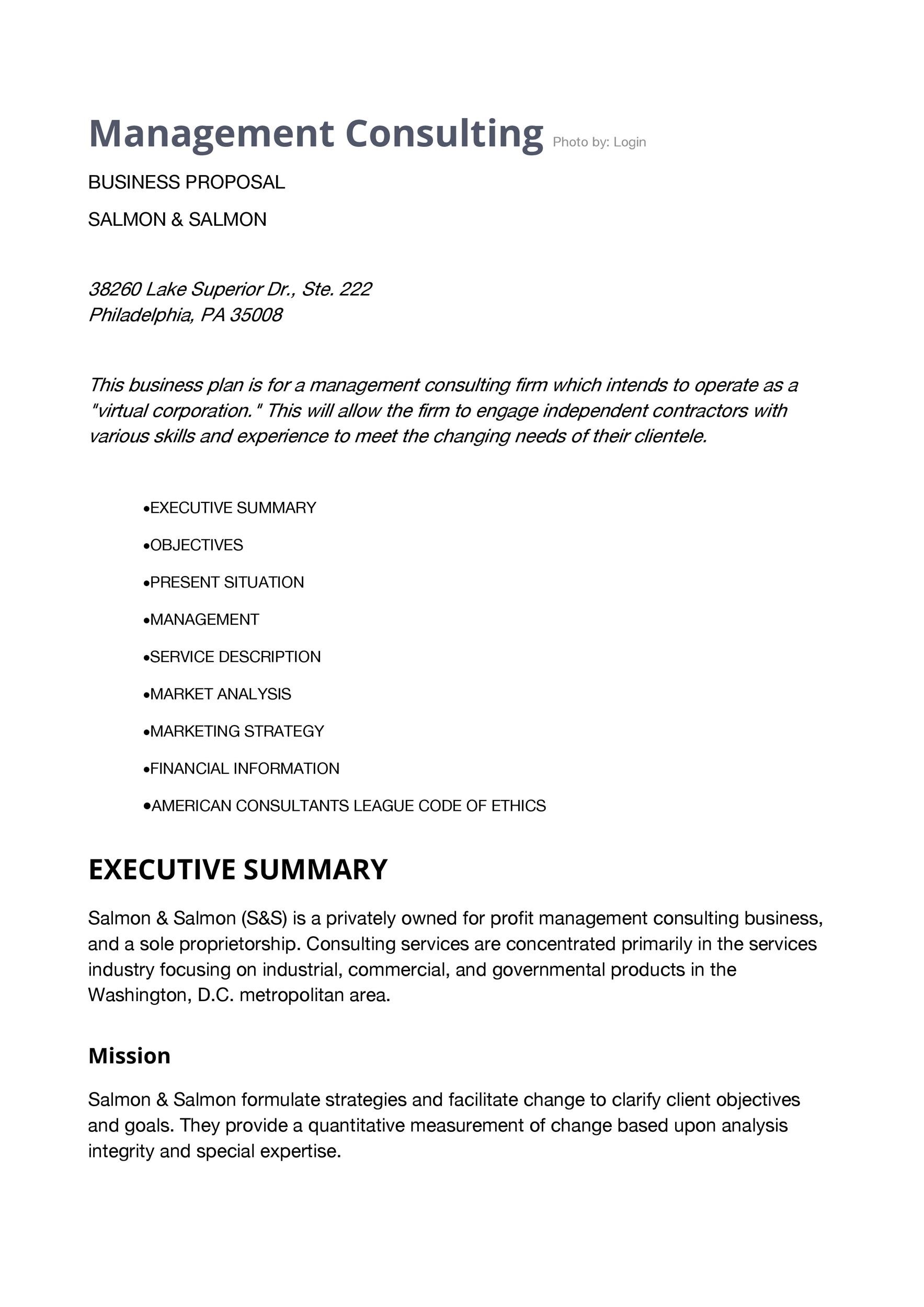 Management Consulting Business Proposal
