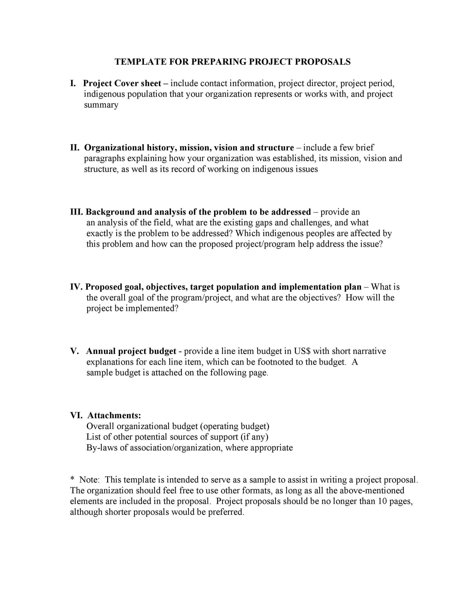Template for Preparing Project Proposals
