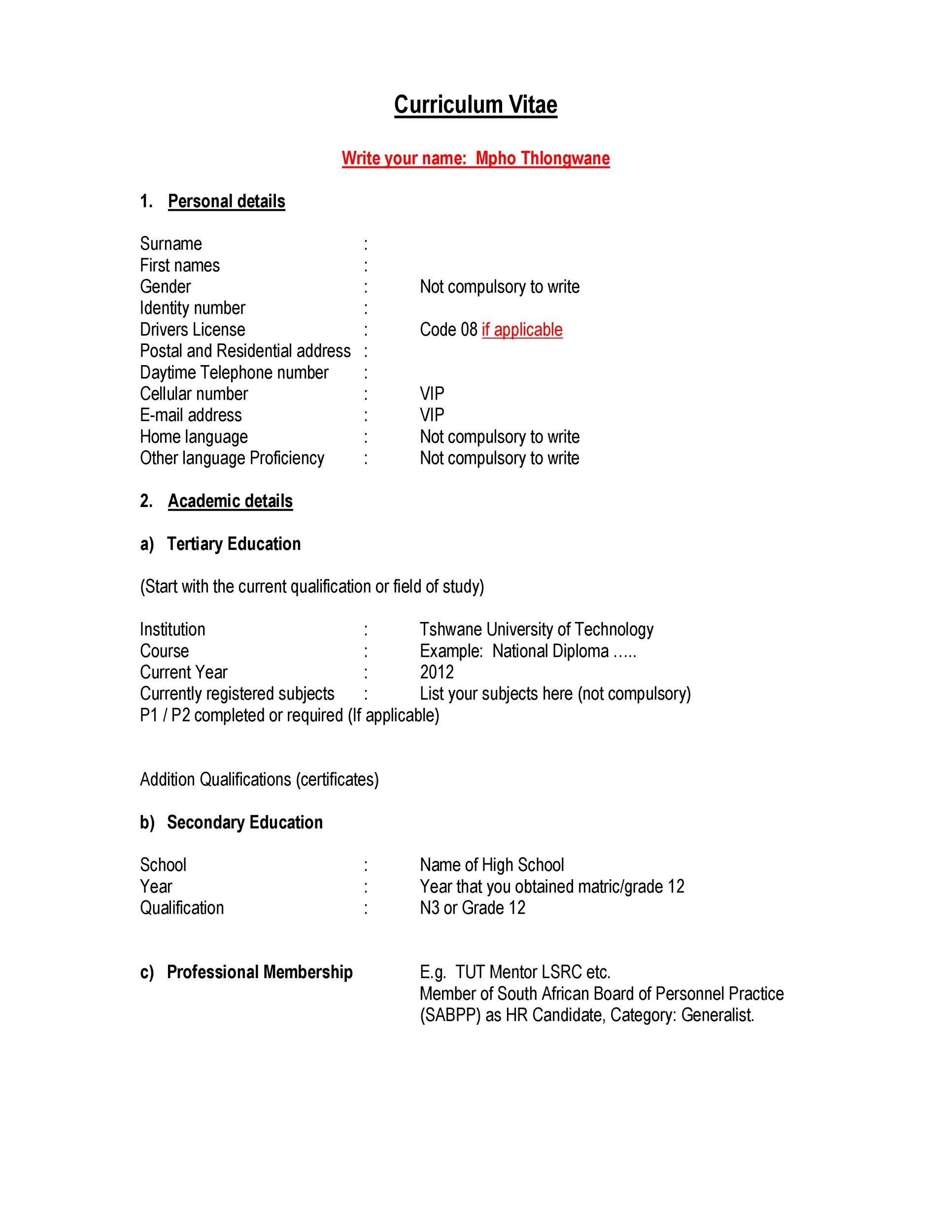 Curriculum Vitae Template