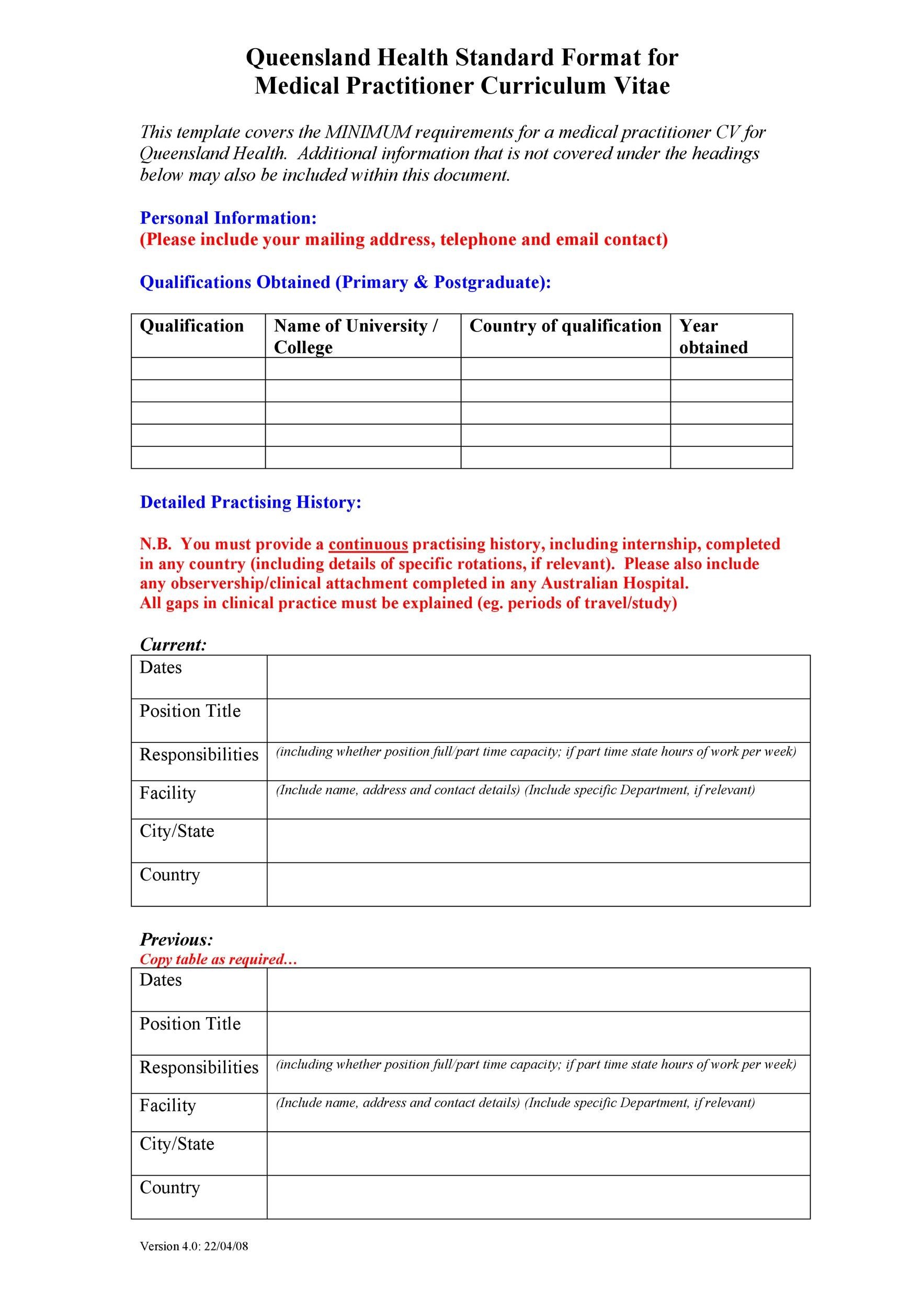 Medical Practitioner Curriculum Vitae