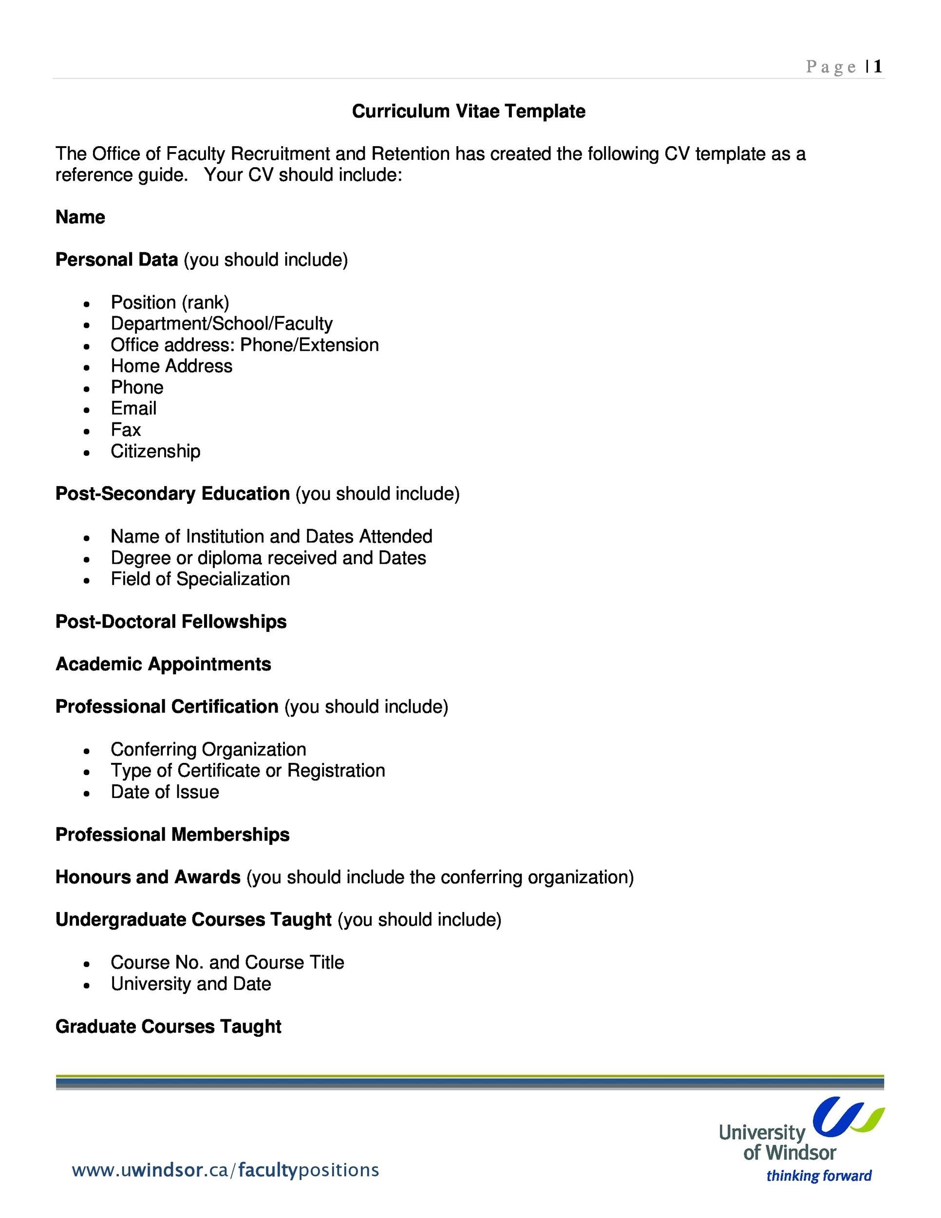Sample Curriculum Vitae
