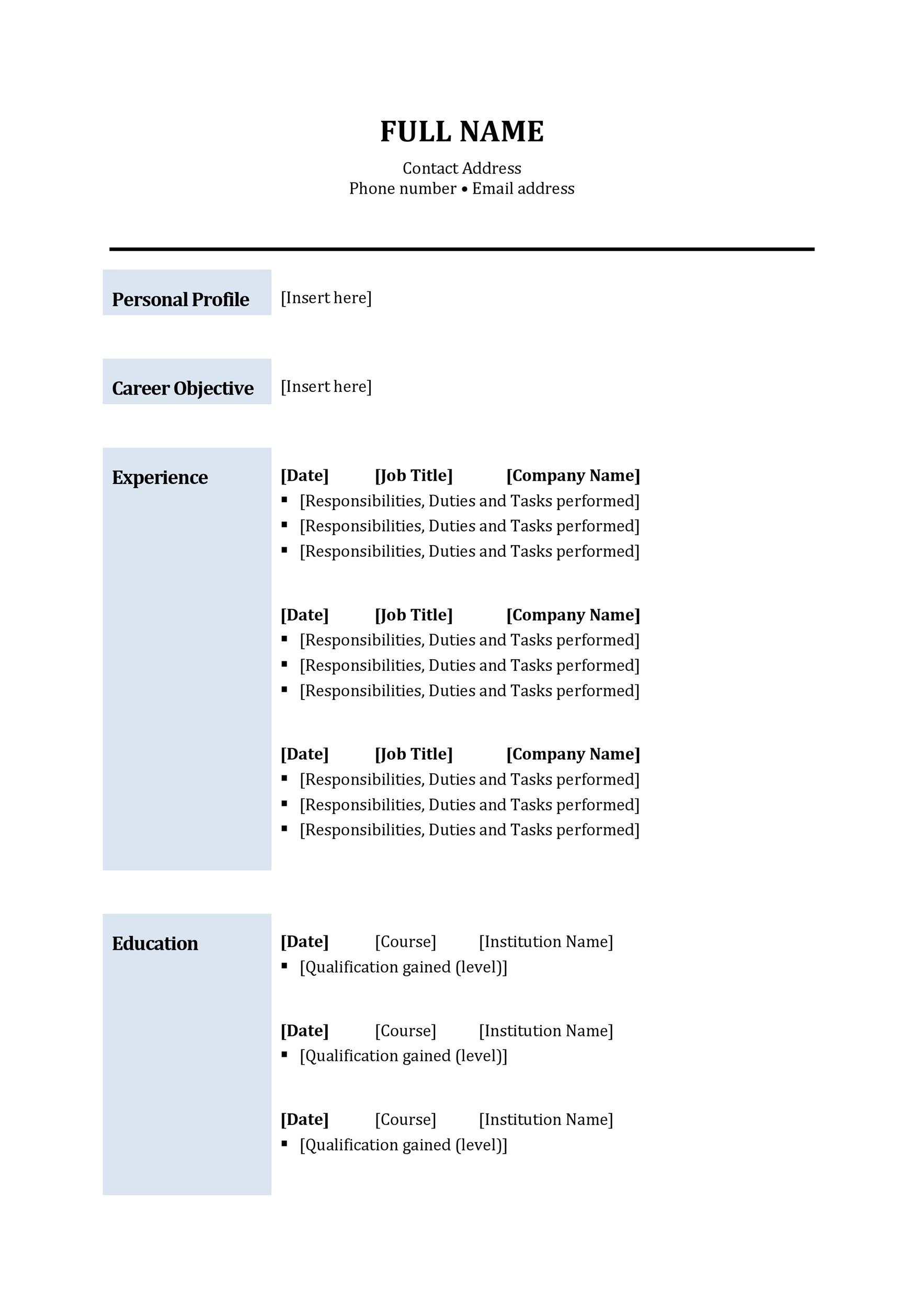 Gray Curriculum Vitae Template