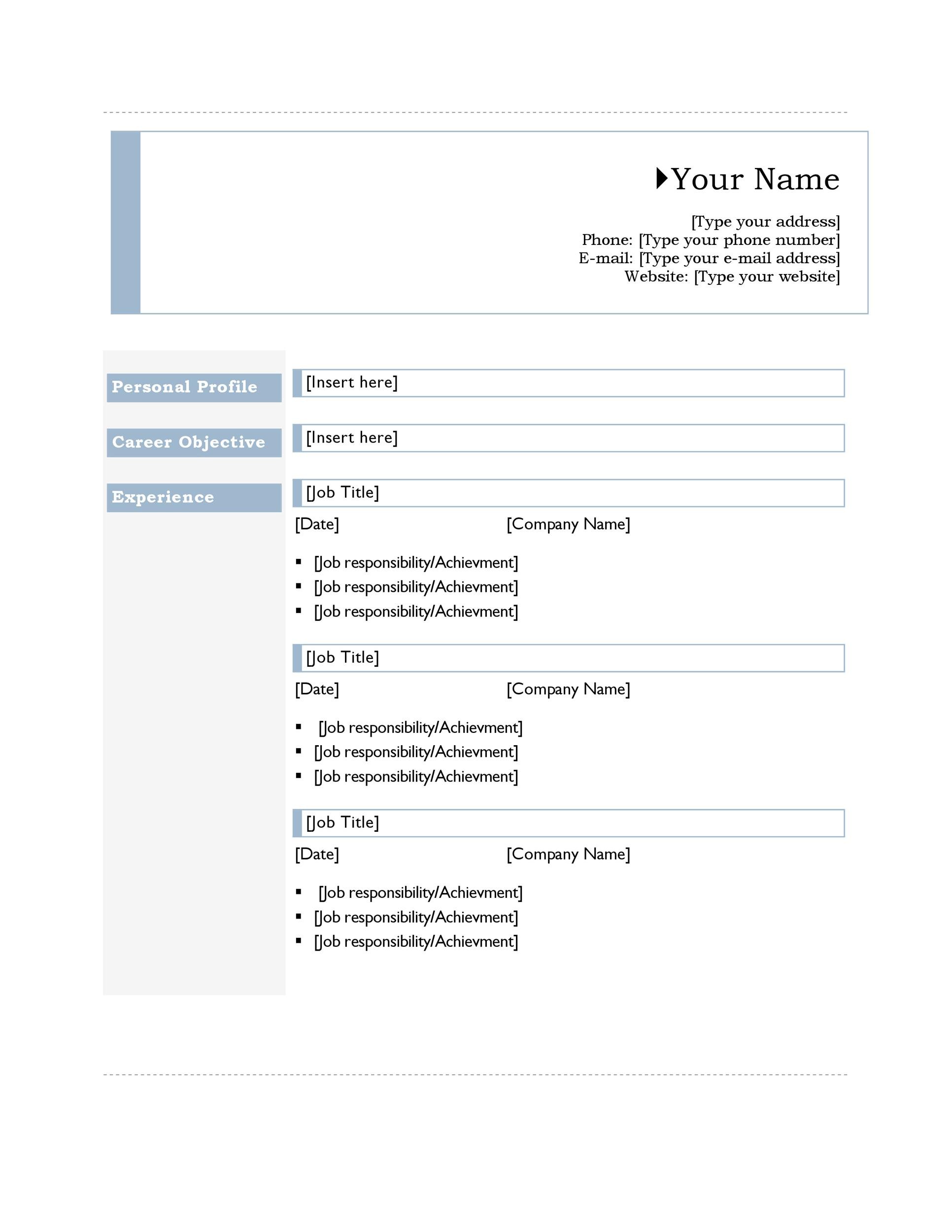 Blue Curriculum Vitae Template