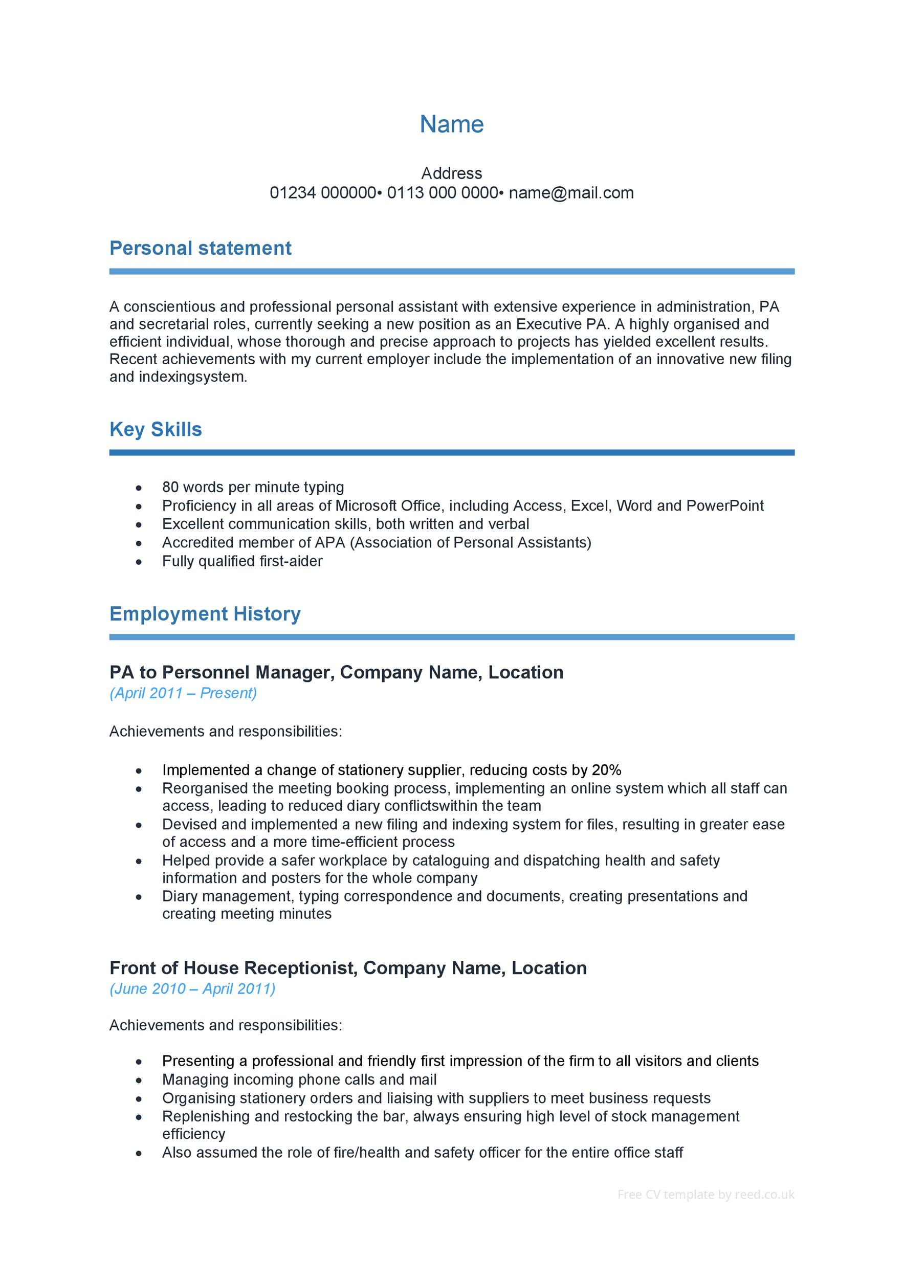Curriculum Vitae Template With Line