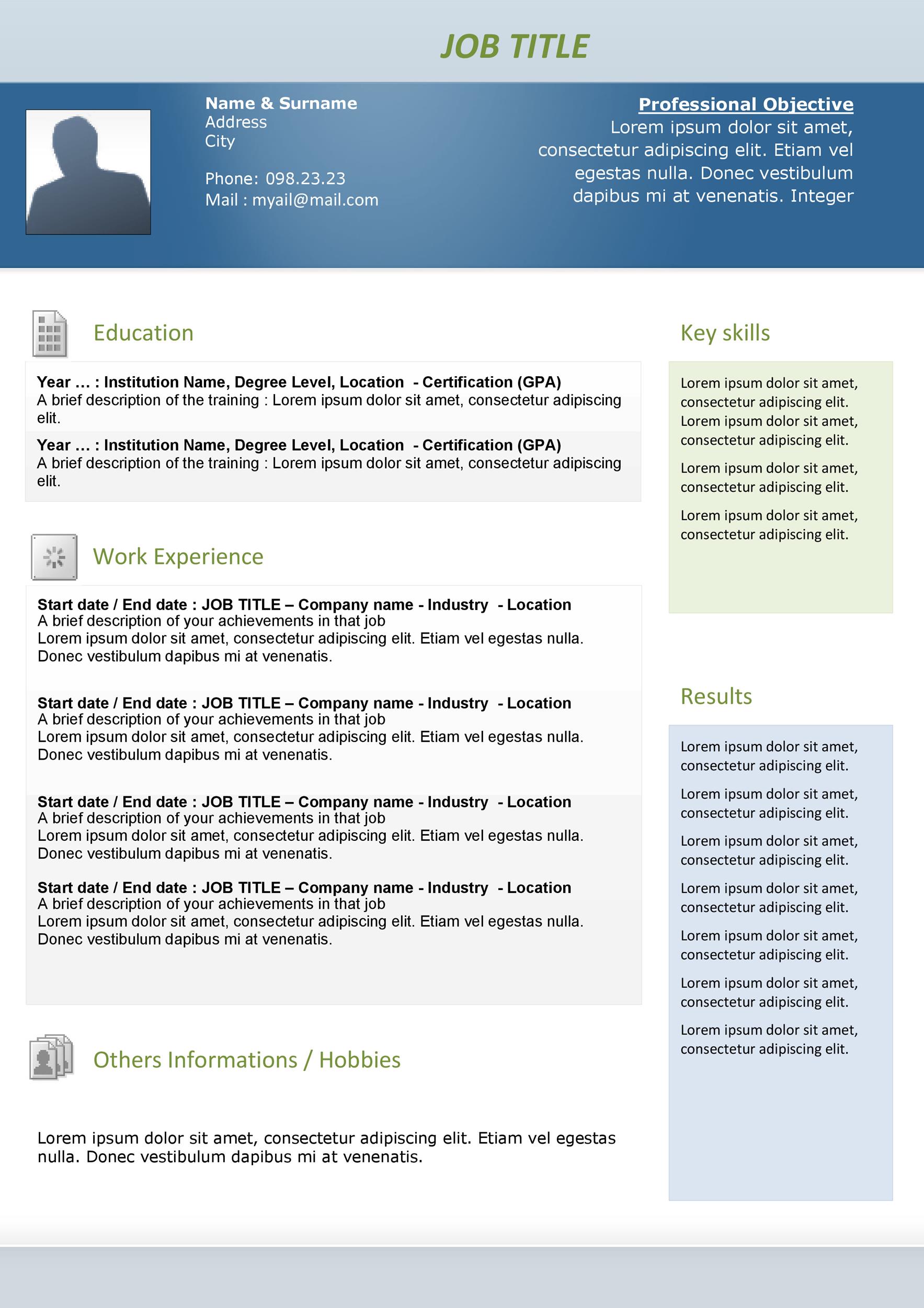 Blue Sample Curriculum Vitae