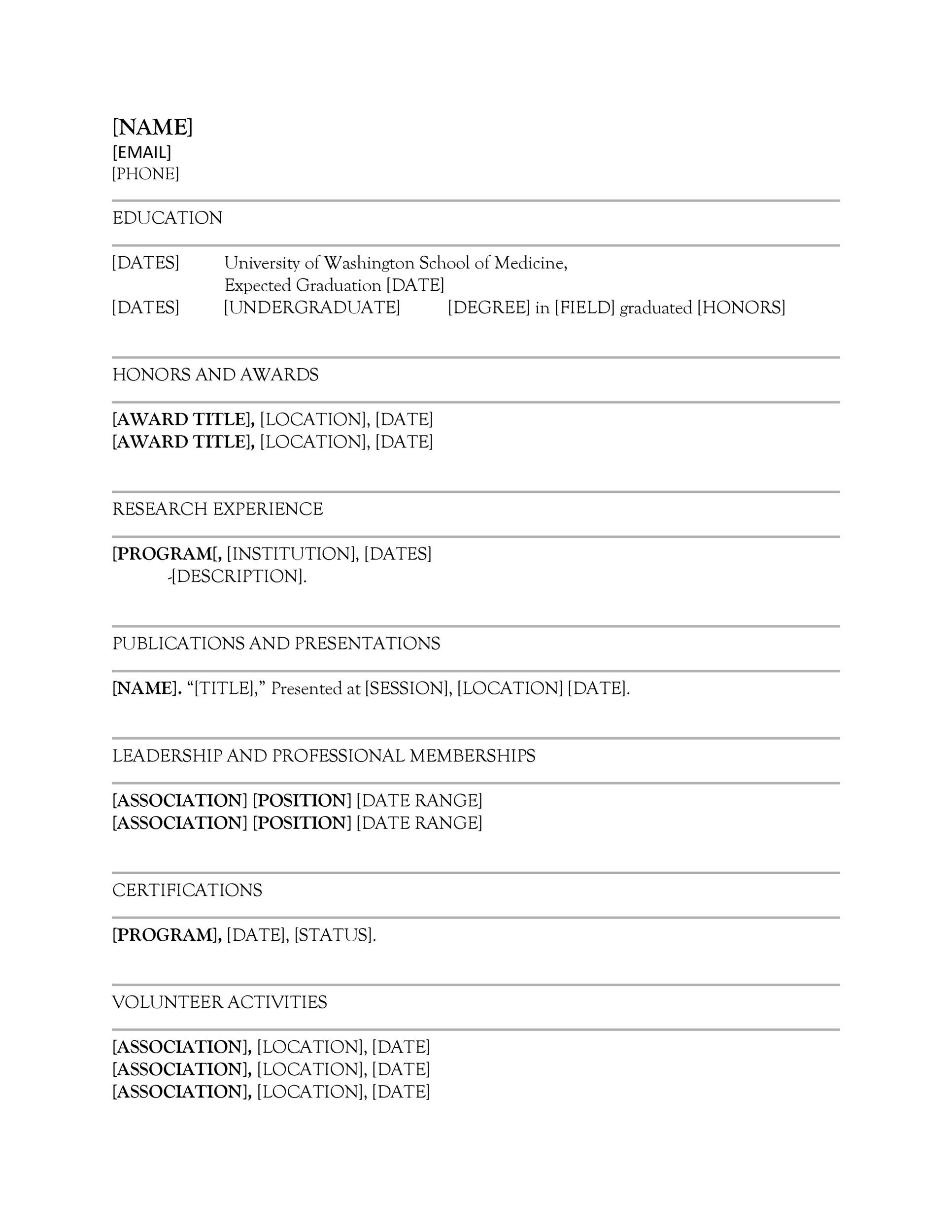 Line Curriculum Vitae Template