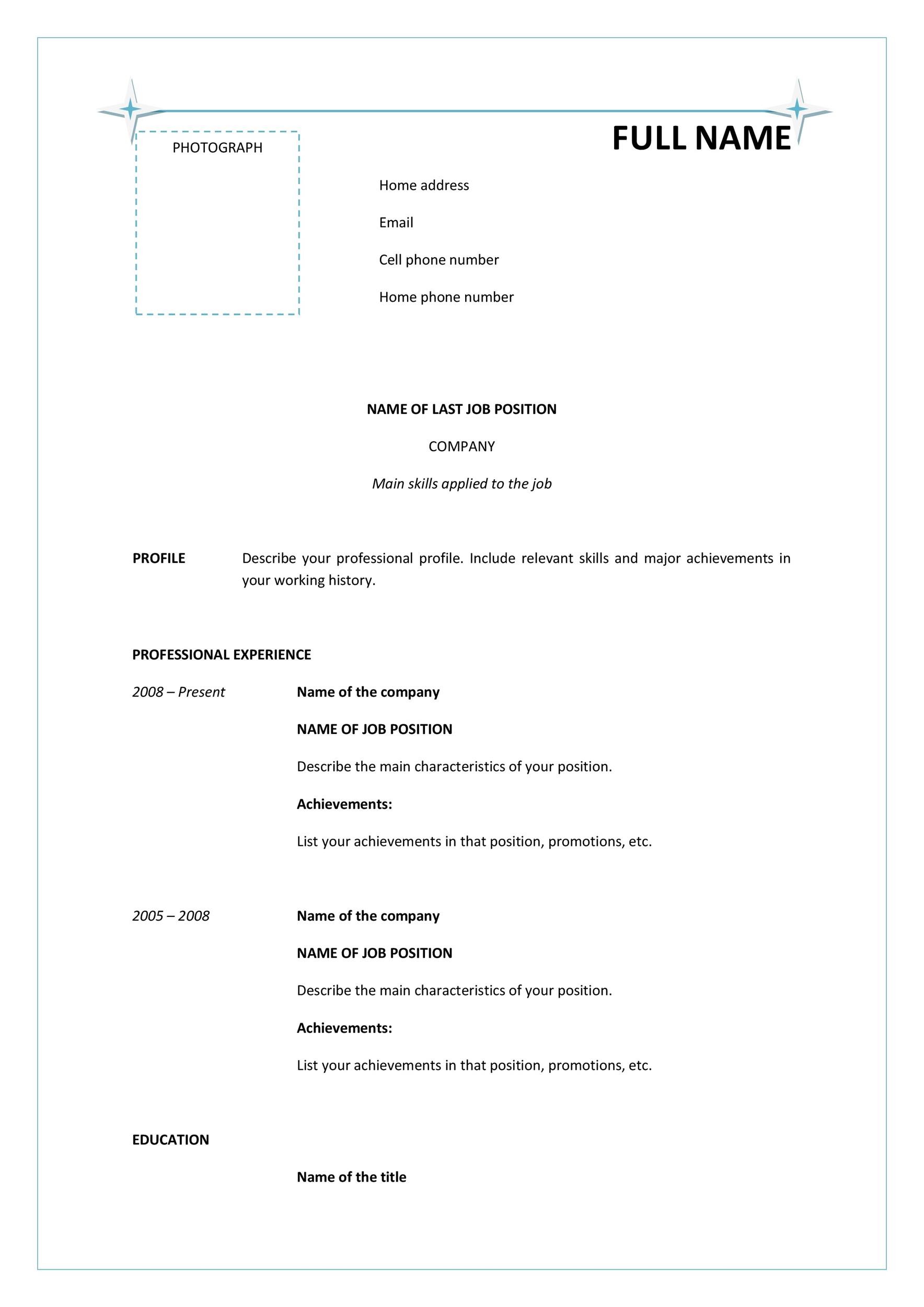 Star Curriculum Vitae Template