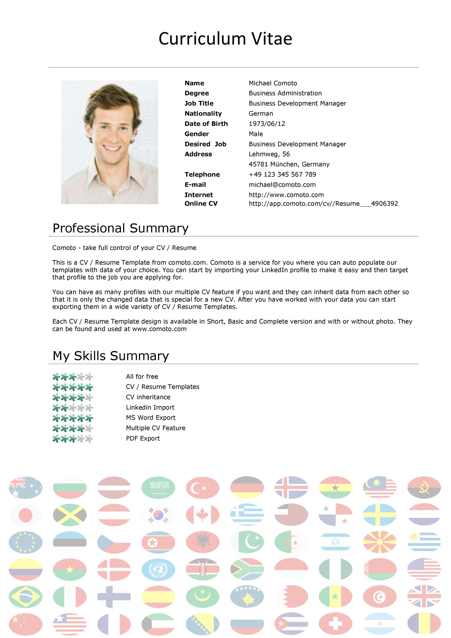 Curriculum Vitae Template with Icons