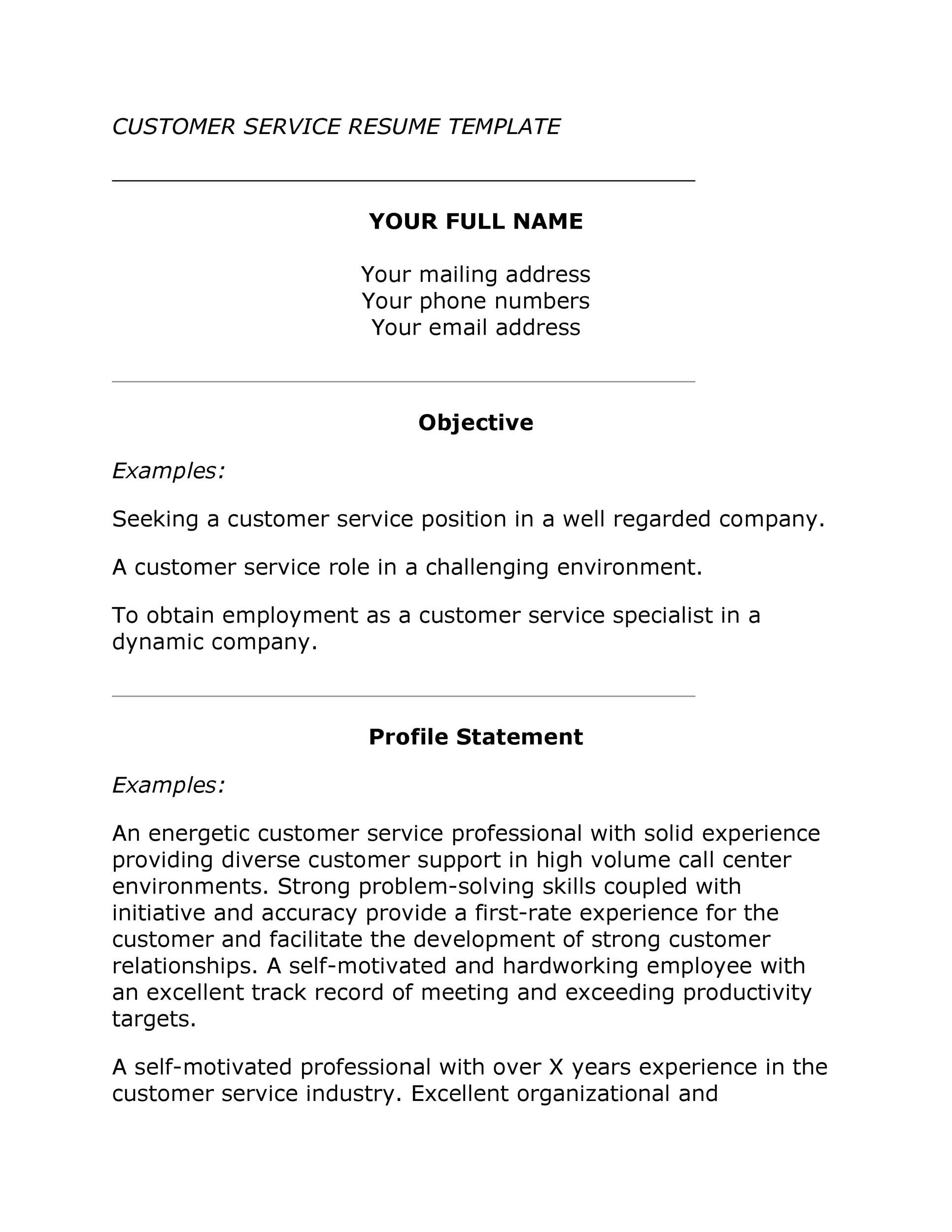 Customer Service Resume Example