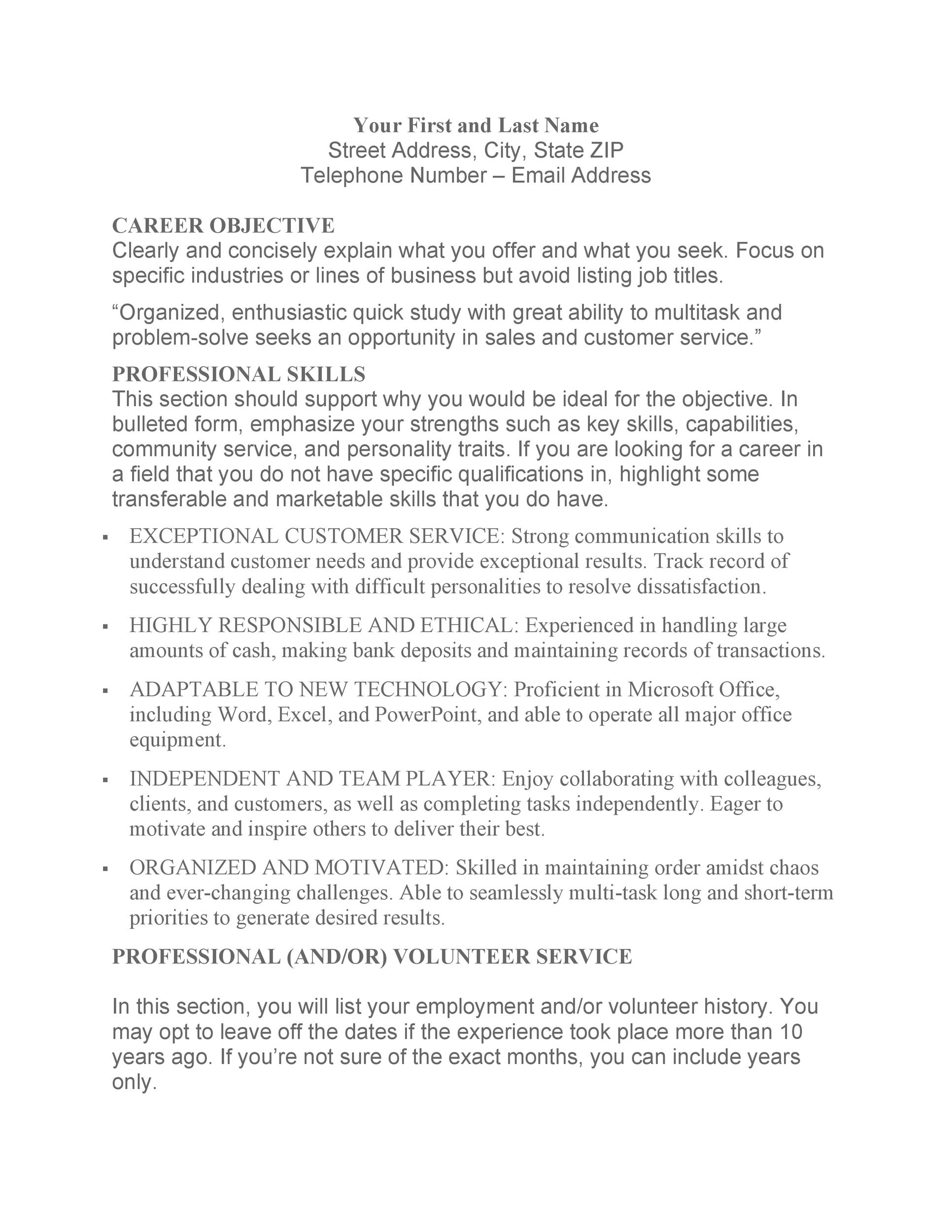 Sample Customer Service Resume Template