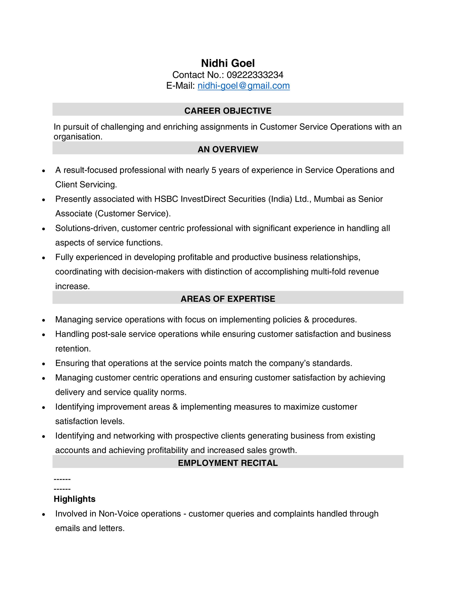 Gray Customer Service Resume Template