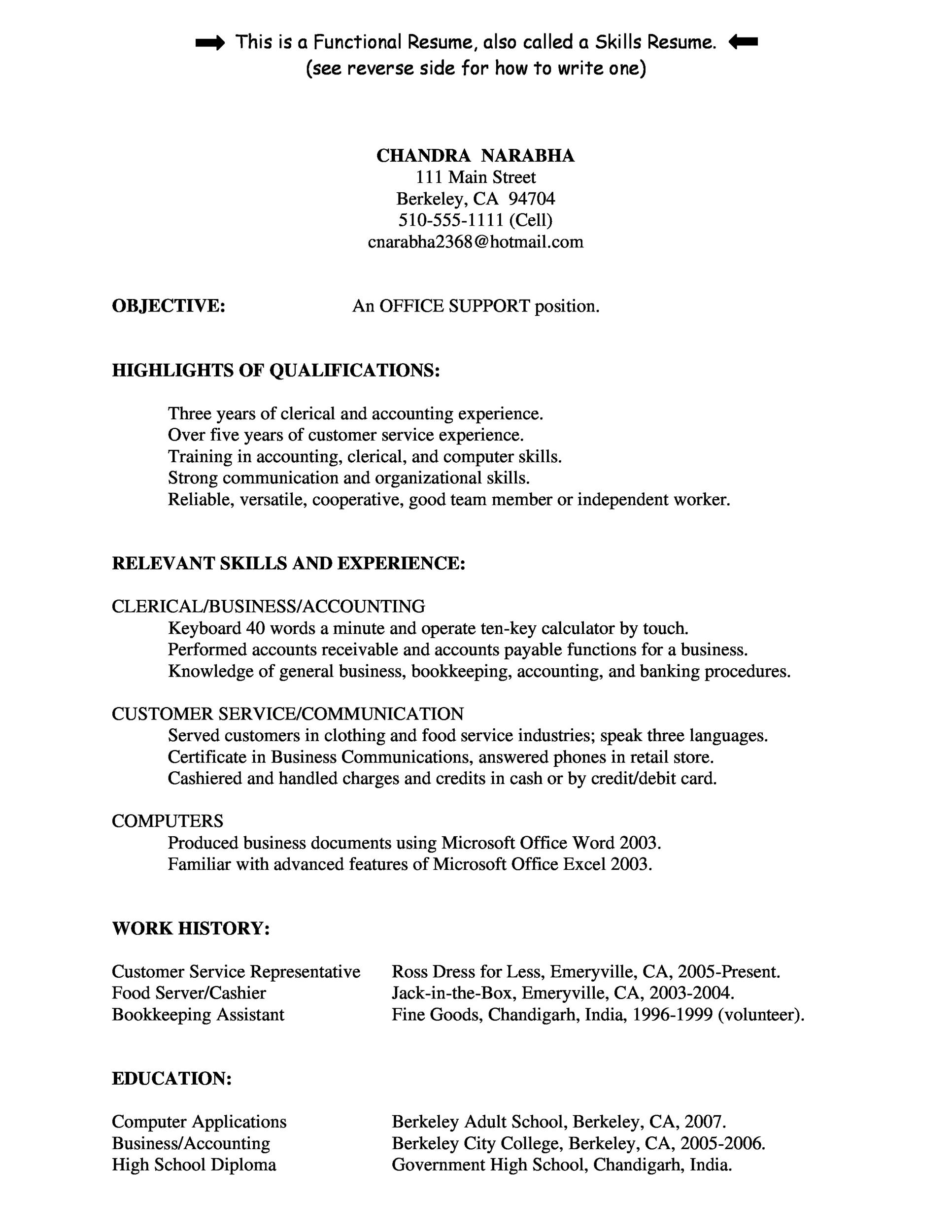 Customer Service Skills Resume Template