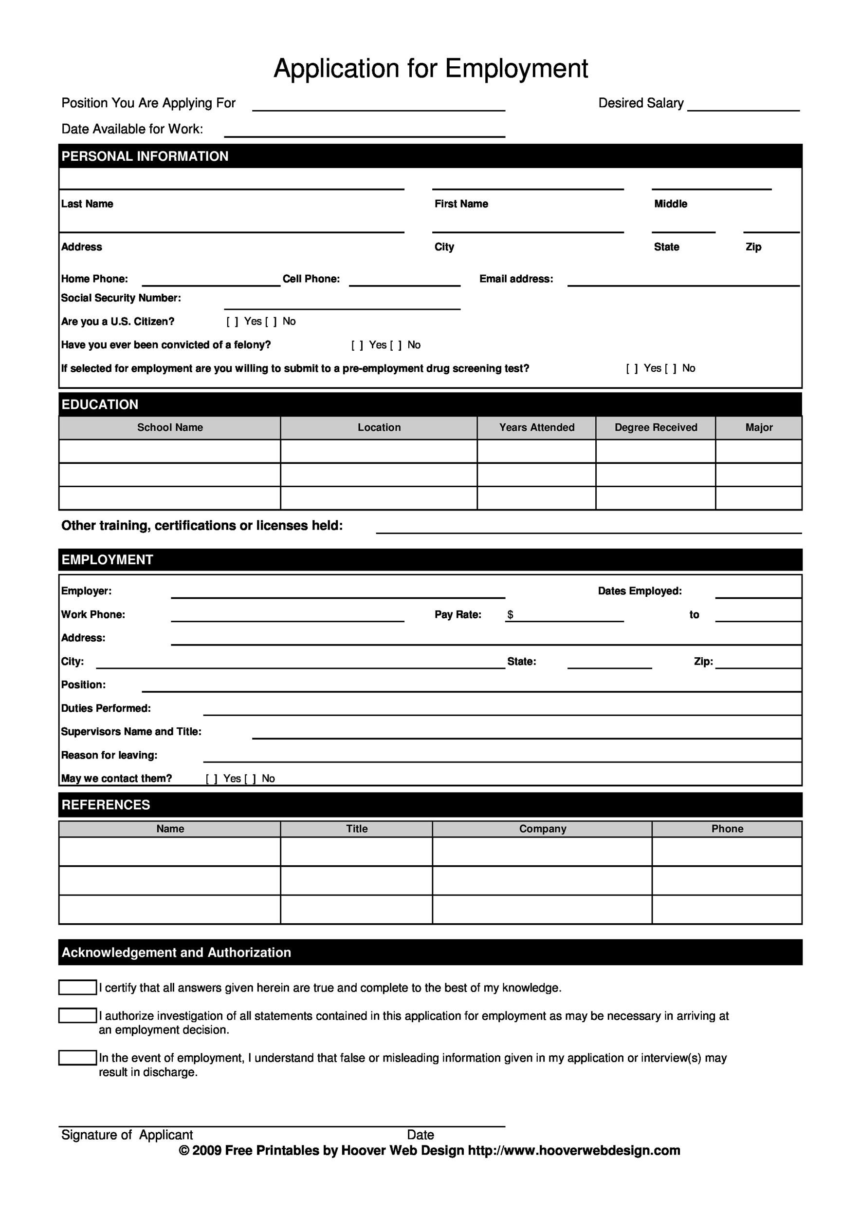 Application for Employment